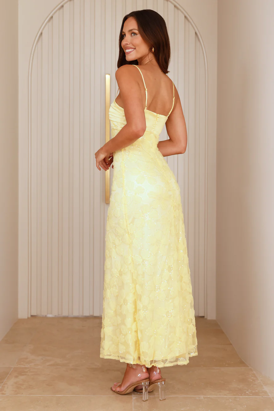 Twinkle Times Mesh Maxi Dress Yellow