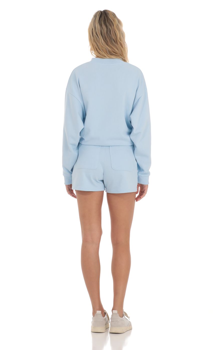 Embroidered Sports Suit in Baby Blue