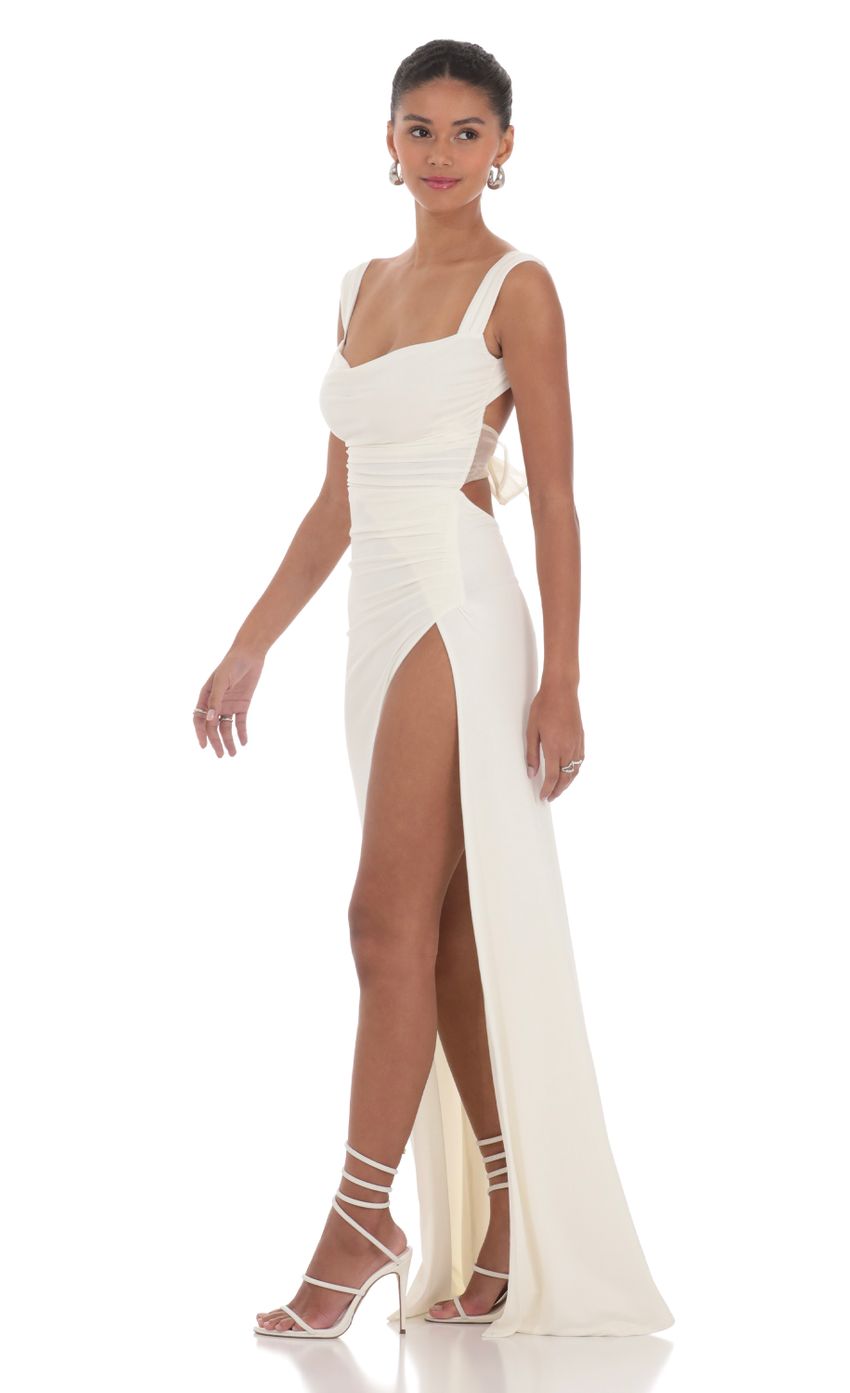 Open Back Bow Maxi Dress in White