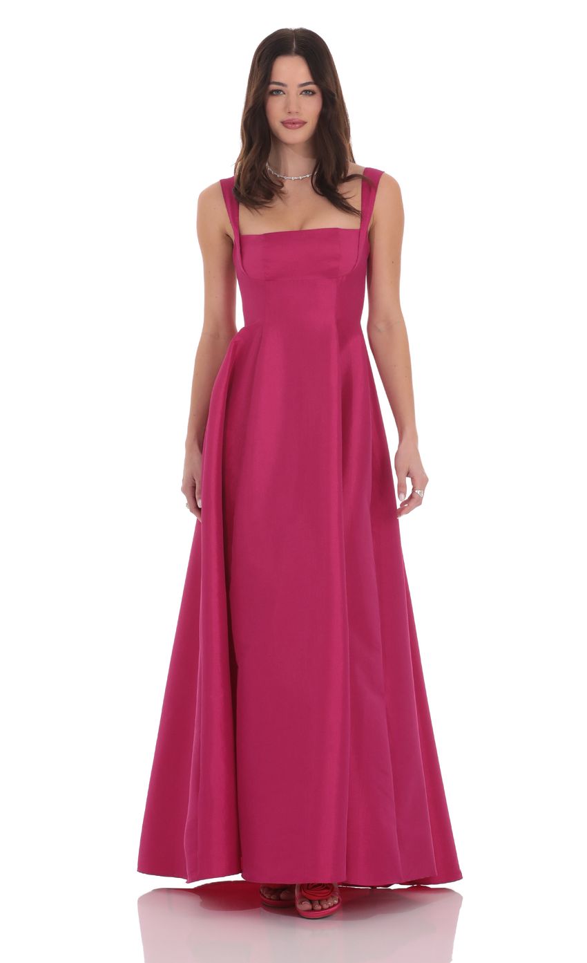 Fit and Flare Maxi Dress in Pink