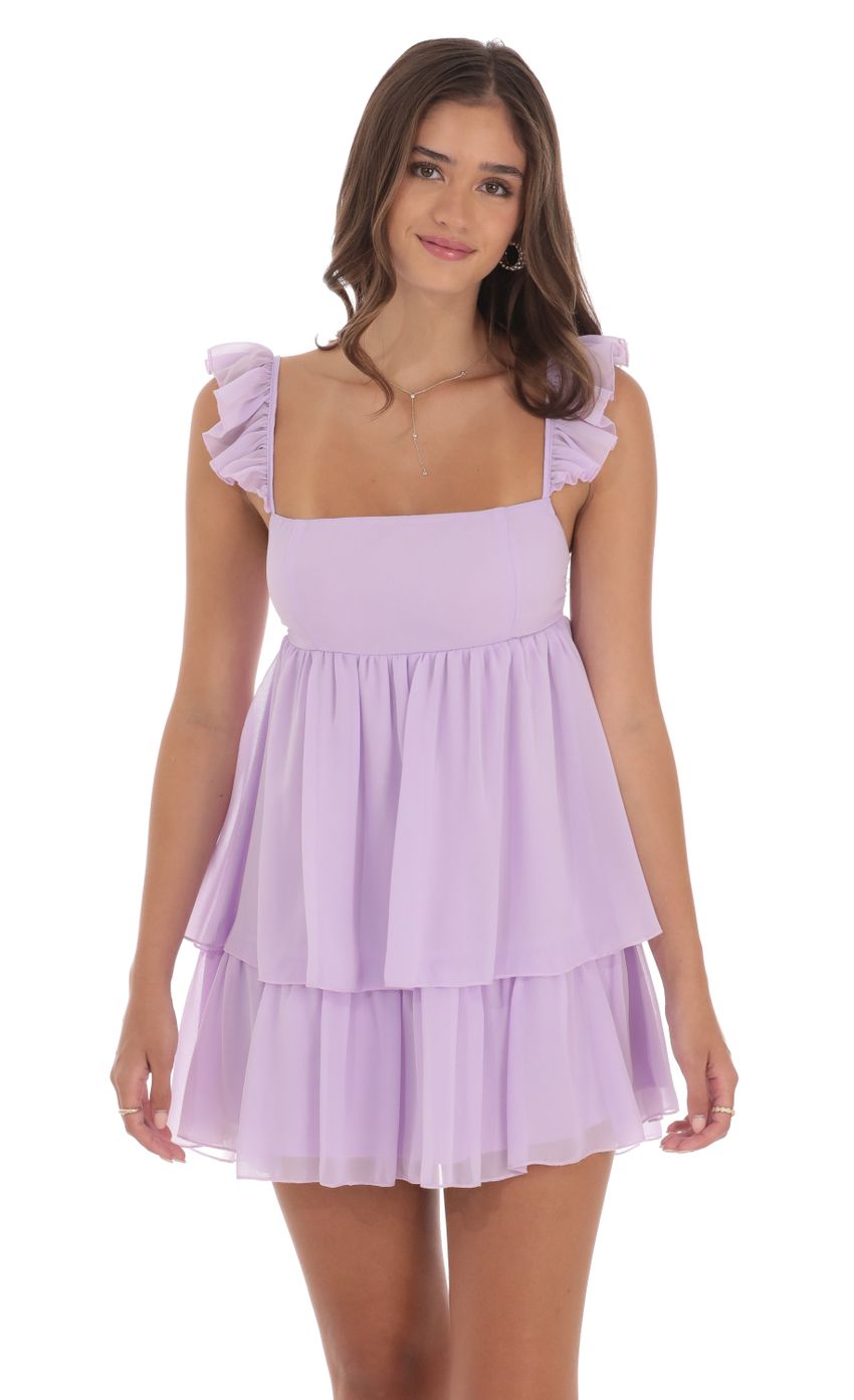 Chiffon Ruffle Dress in Lavender