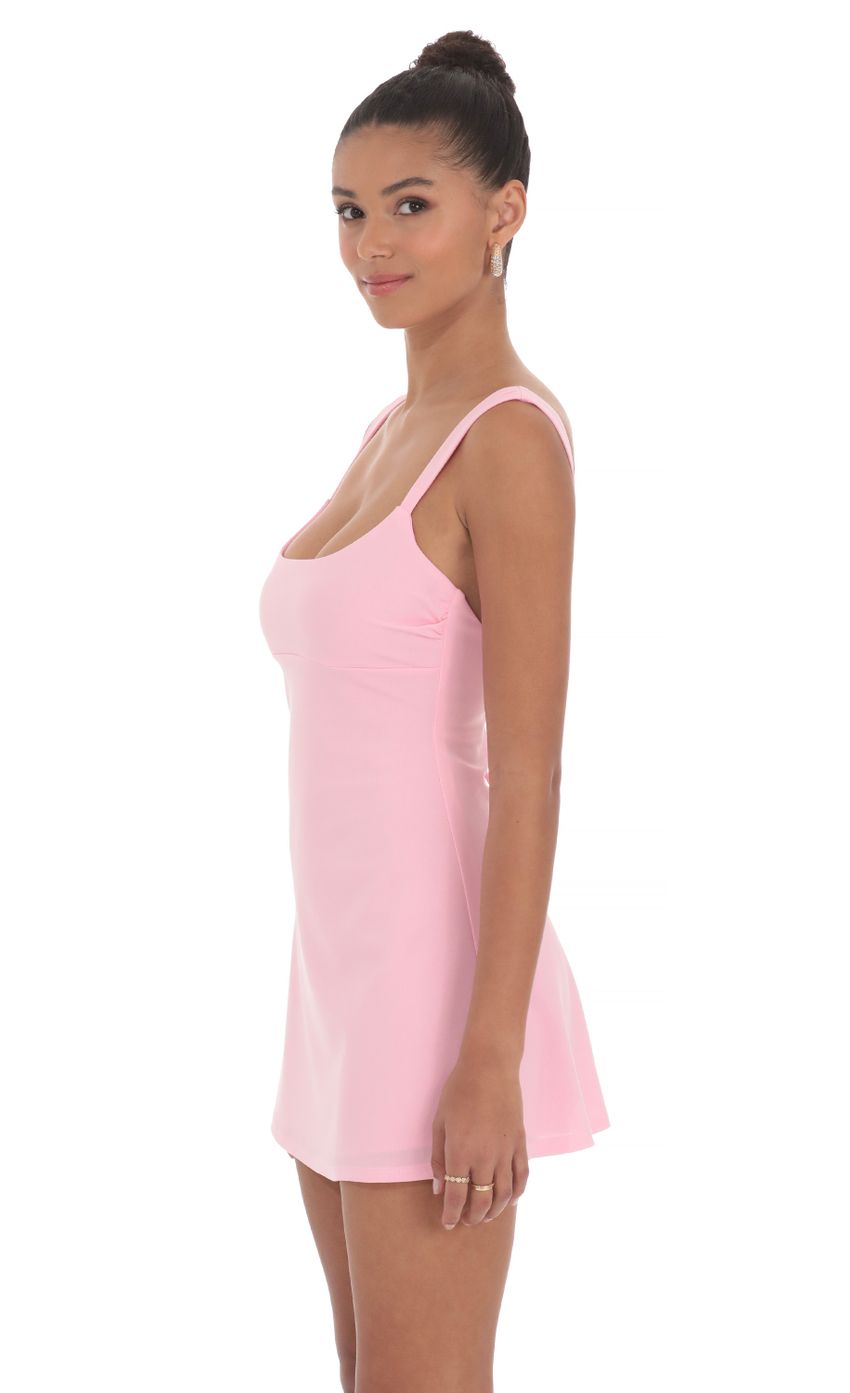 Wide Strap Flare Dress in Pink