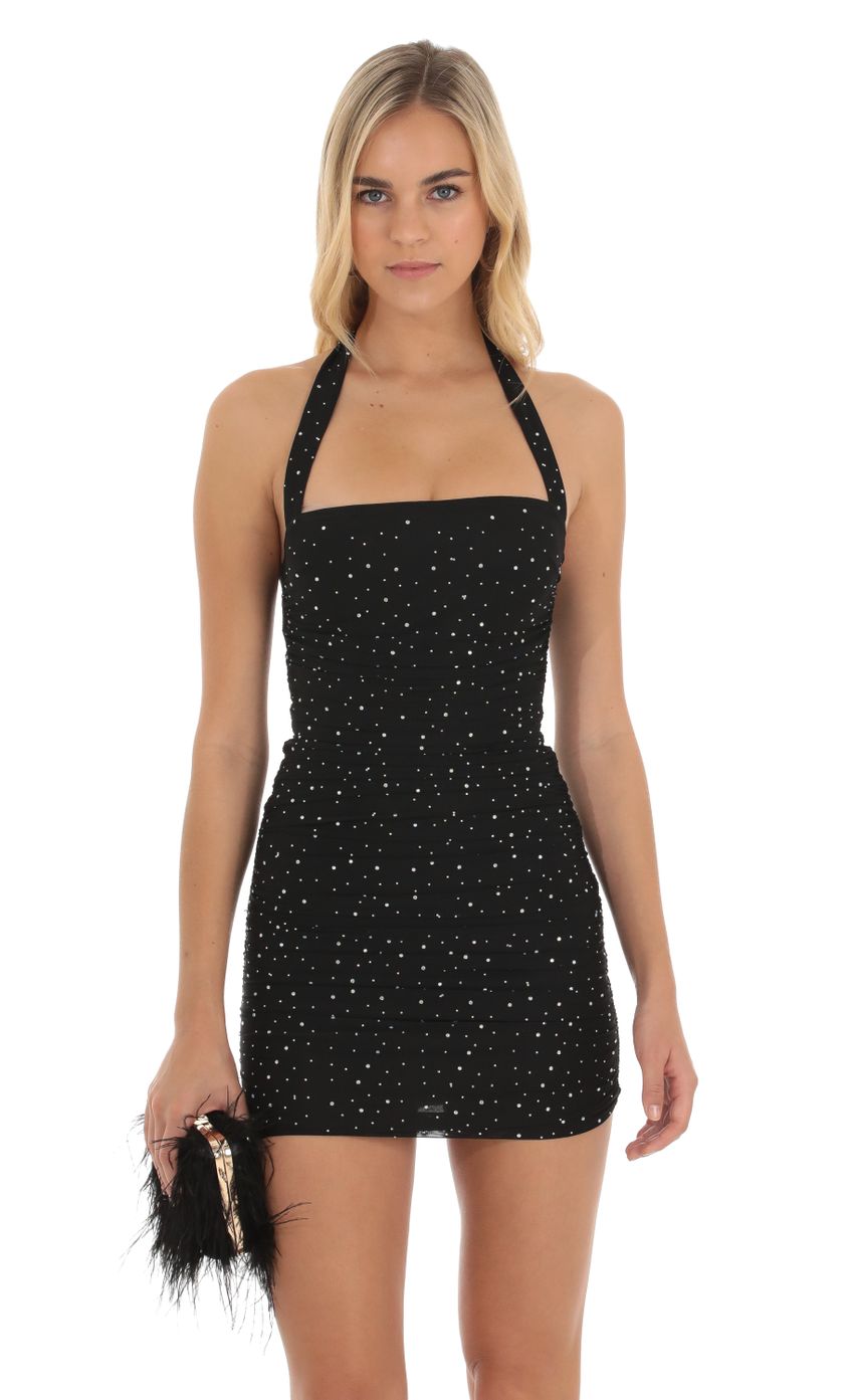 Shimmer Bodycon Dress in Black