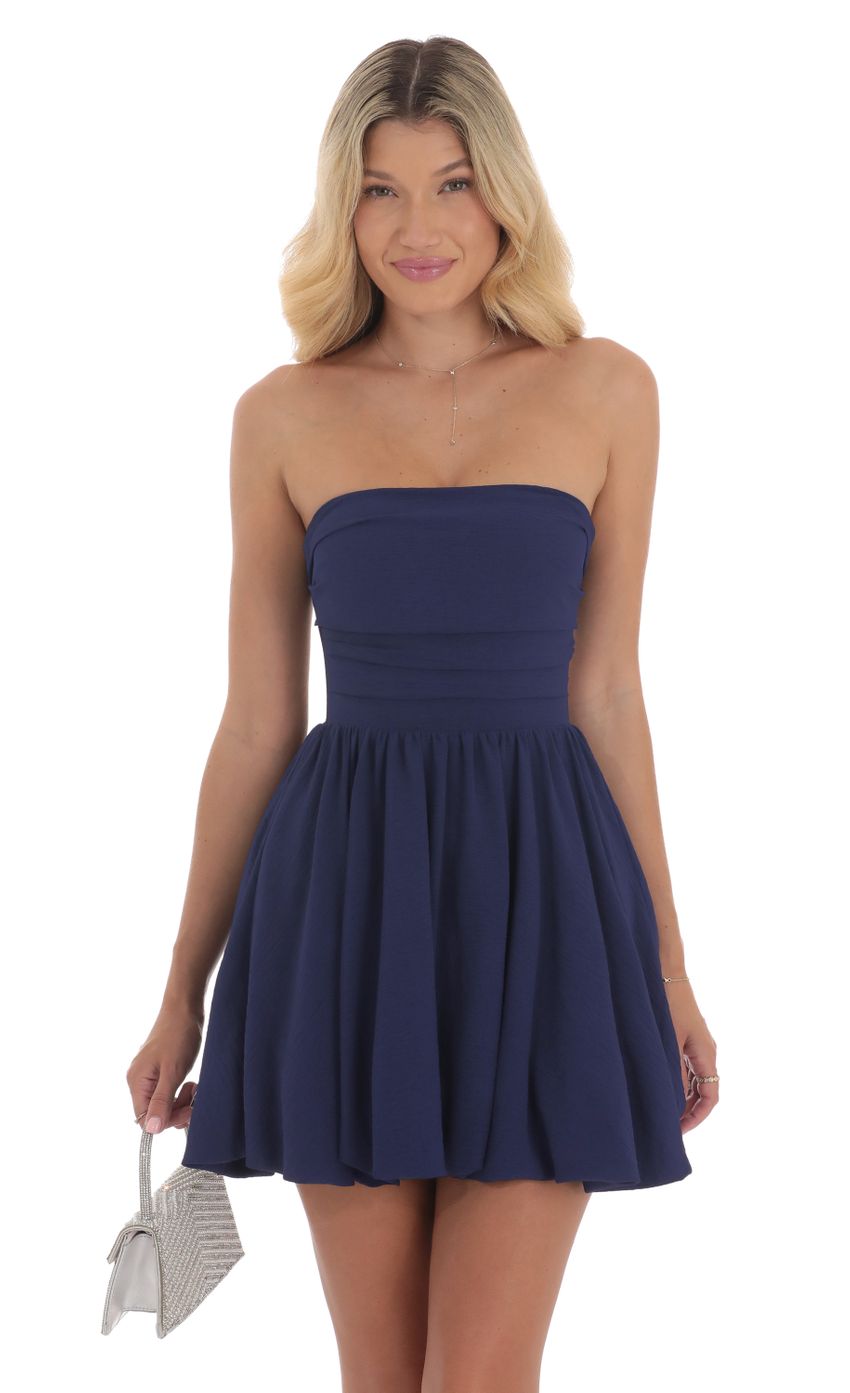 Strapless Bubble Dress in Indigo