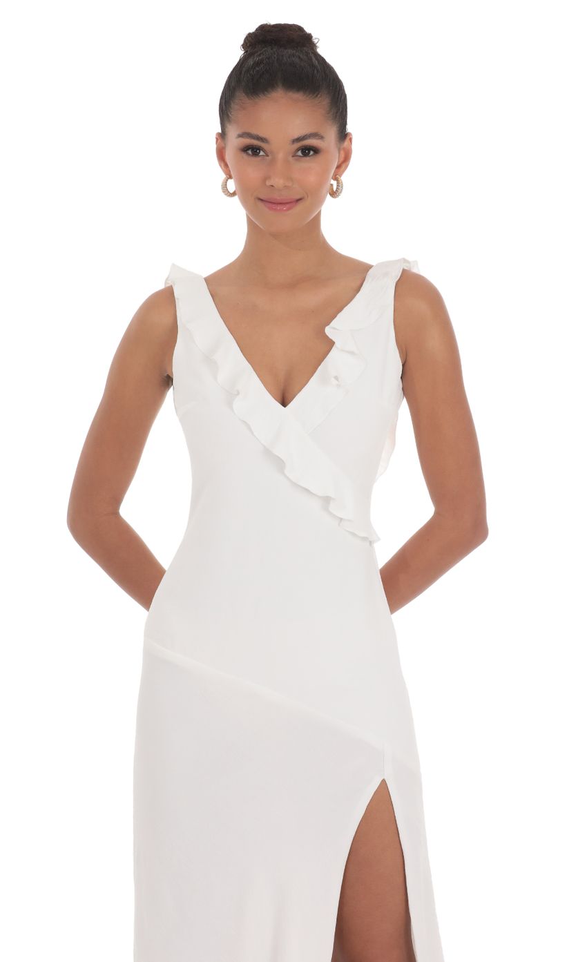 V-Neck Open Back Maxi Dress in White