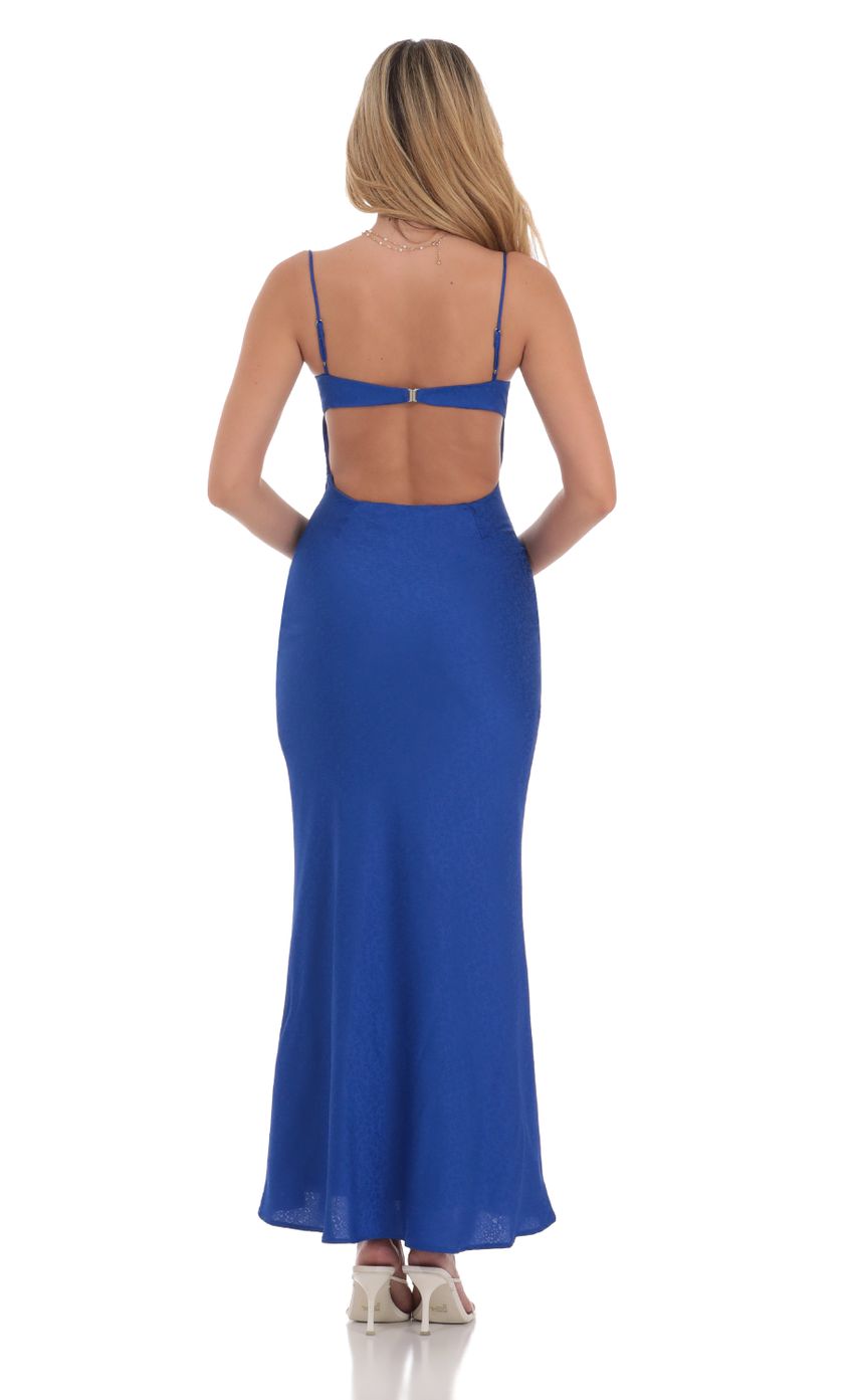 Satin Sweetheart Neck Maxi Dress in Blue