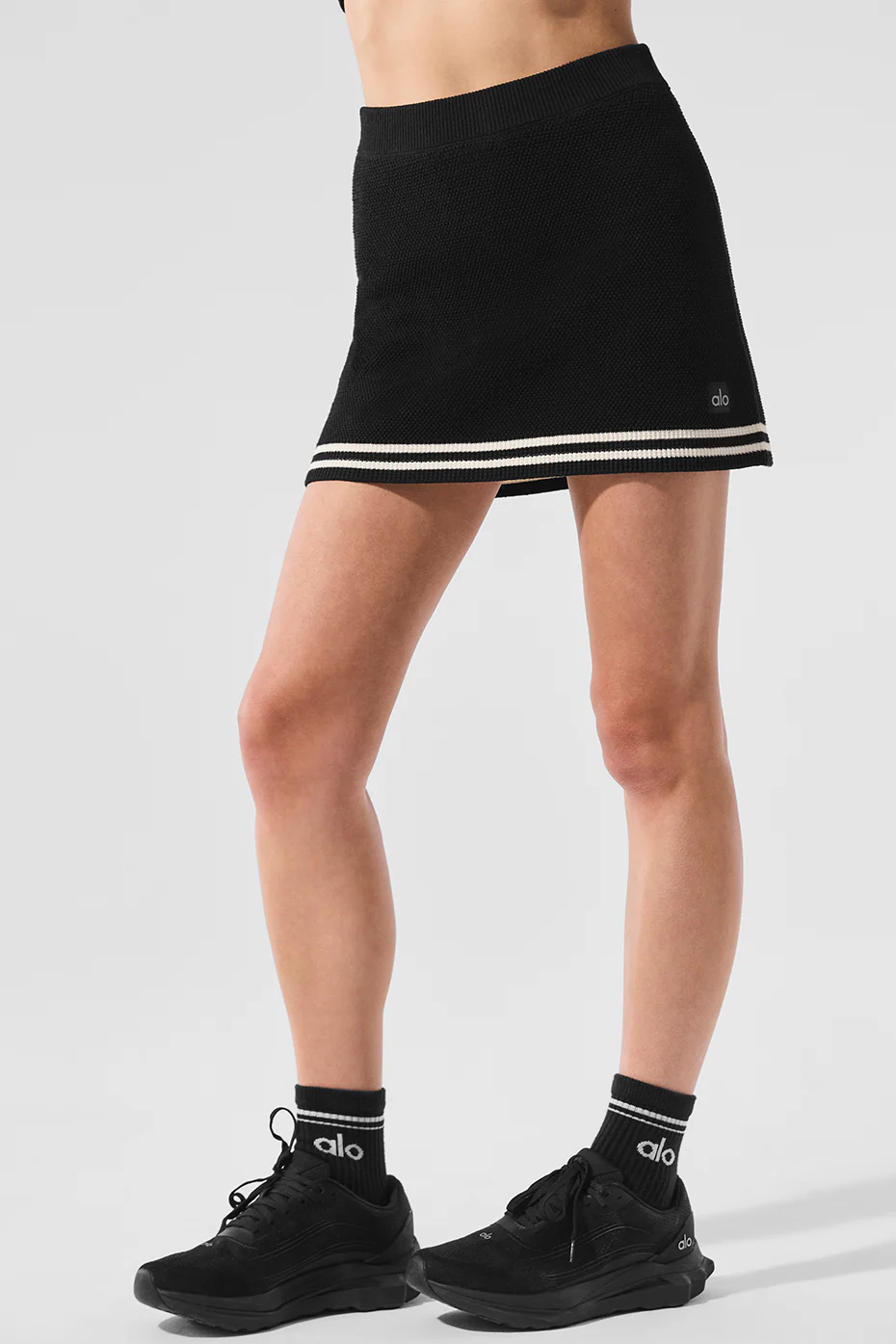 Tennis Club Sweater Knit Skirt - Black/Ivory