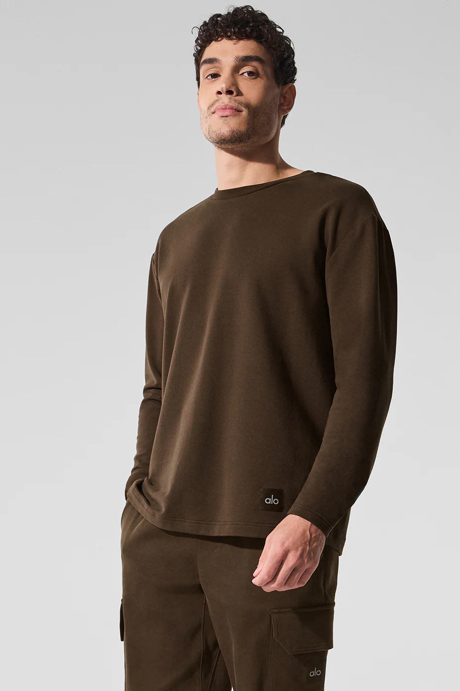 Double Take Long Sleeve Crew - Espresso