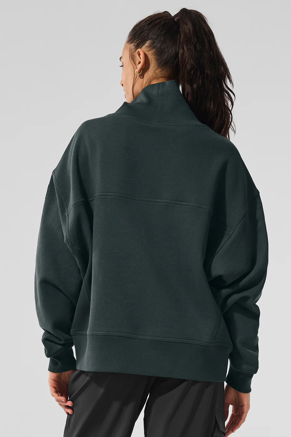 Hazy Mock Neck Pullover - Charcoal Green