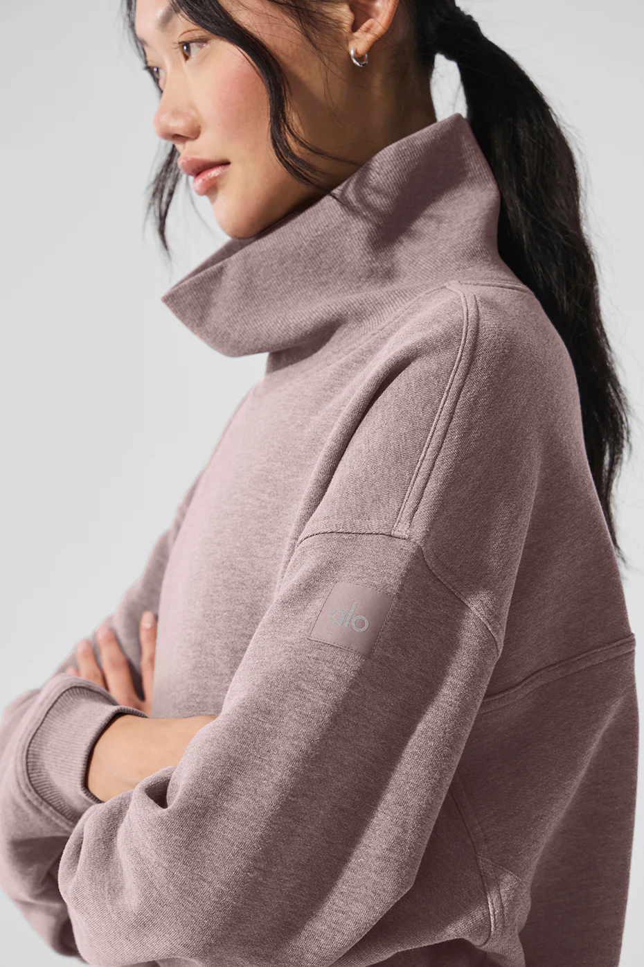 Hazy Mock Neck Pullover - Mushroom Heather