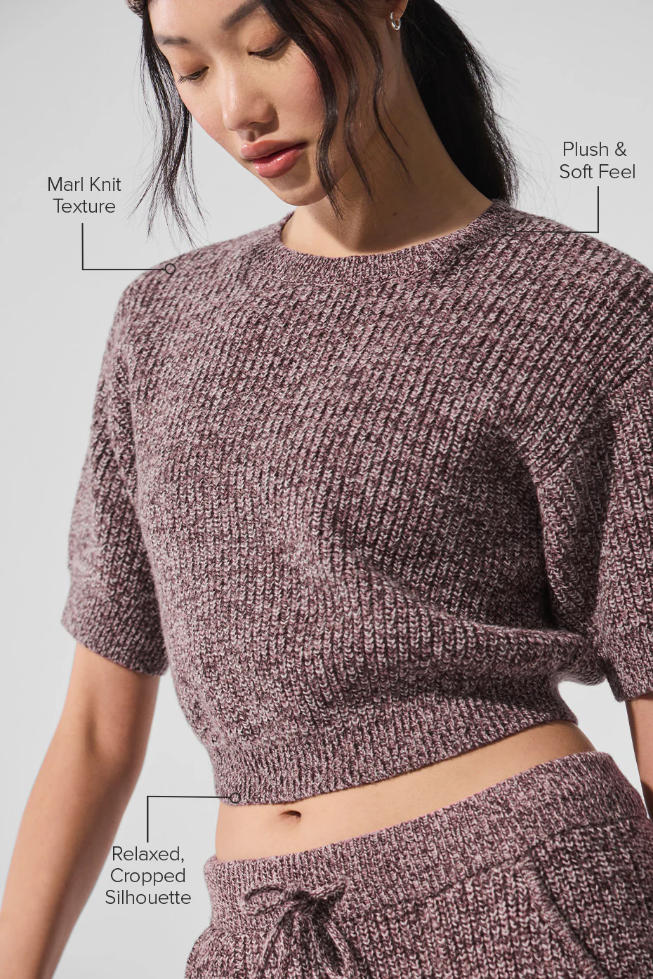 Marl Sweater Short Sleeve - Mushroom Marl