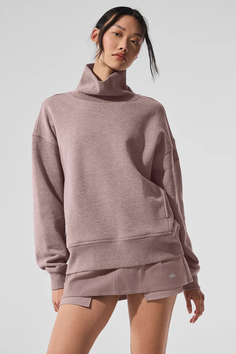 Hazy Mock Neck Pullover - Mushroom Heather