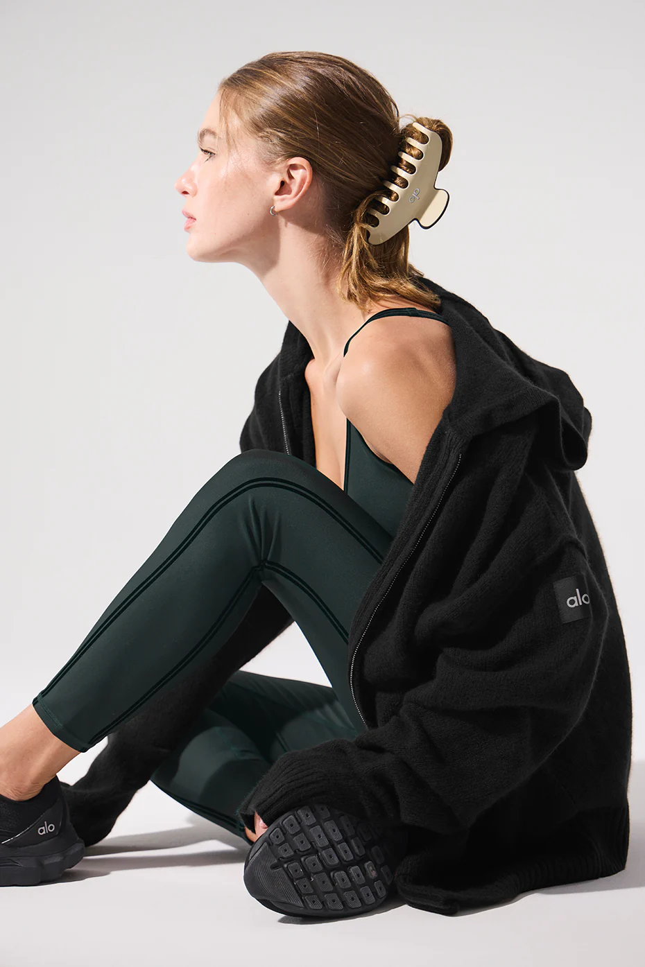 New Class Cashmere Full Zip Hoodie - Black