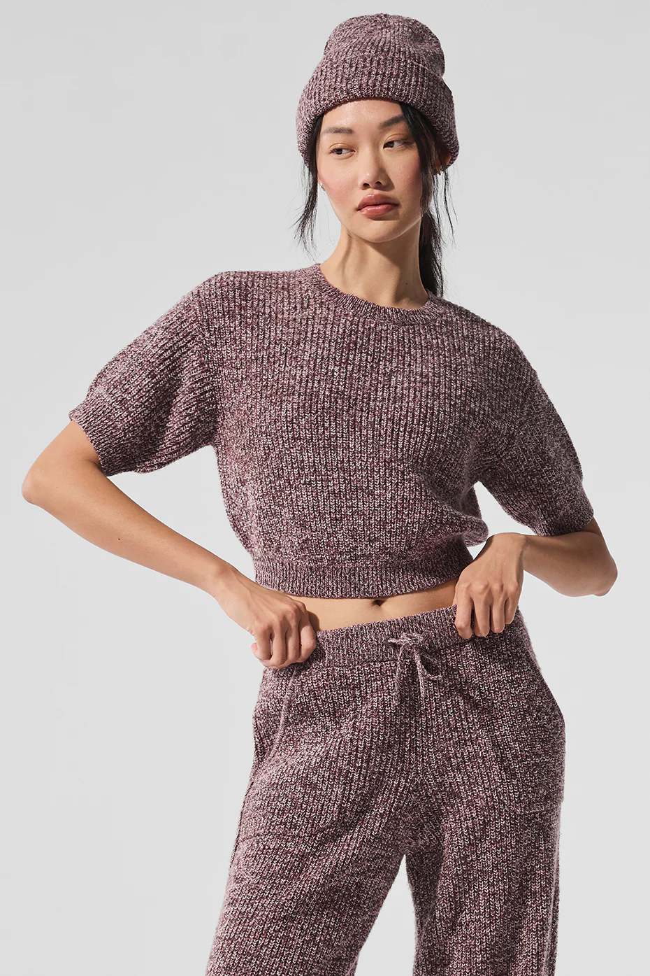 Marl Sweater Short Sleeve - Mushroom Marl