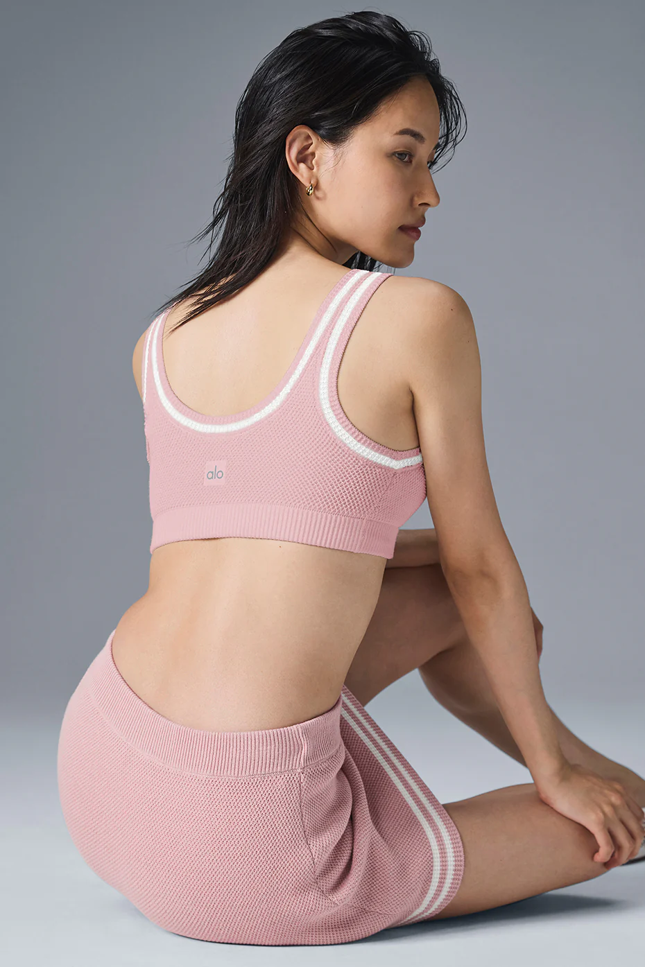 Tennis Club Sweater Knit Bra - Ballet Pink/White