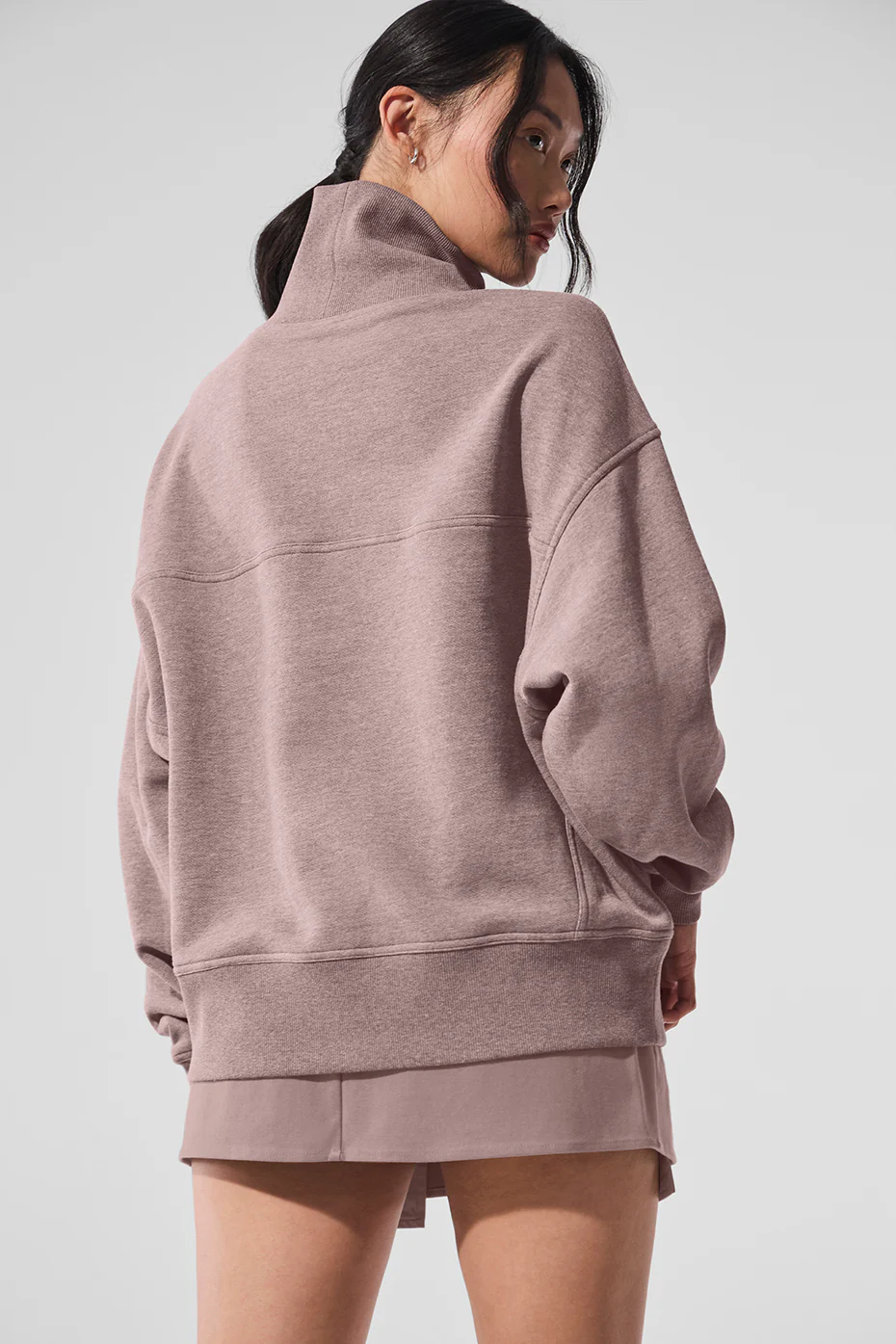 Hazy Mock Neck Pullover - Mushroom Heather