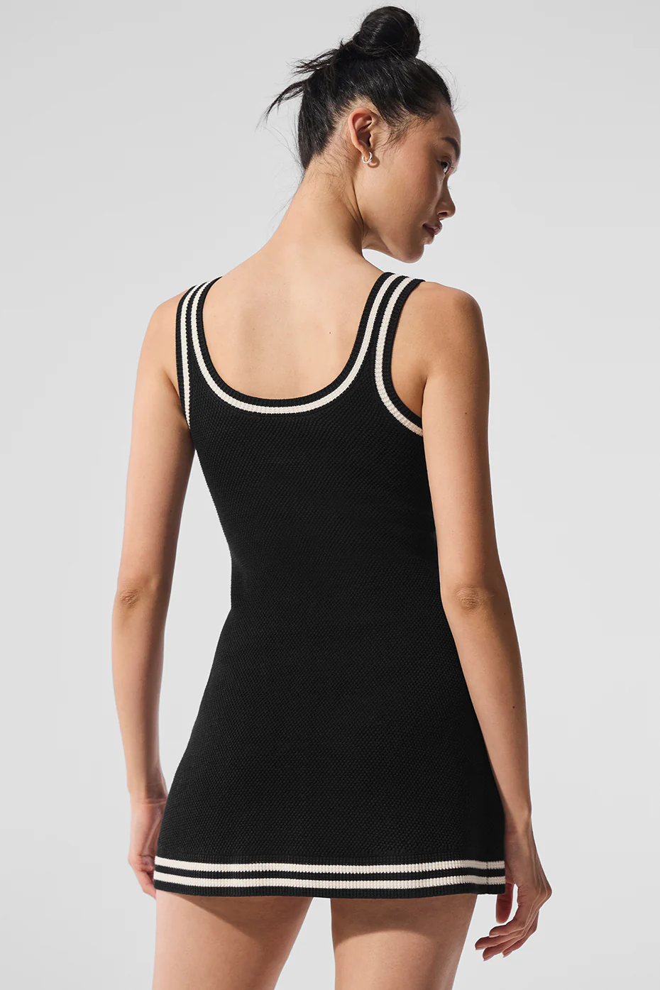 Tennis Club Sweater Knit Dress - Black/Ivory