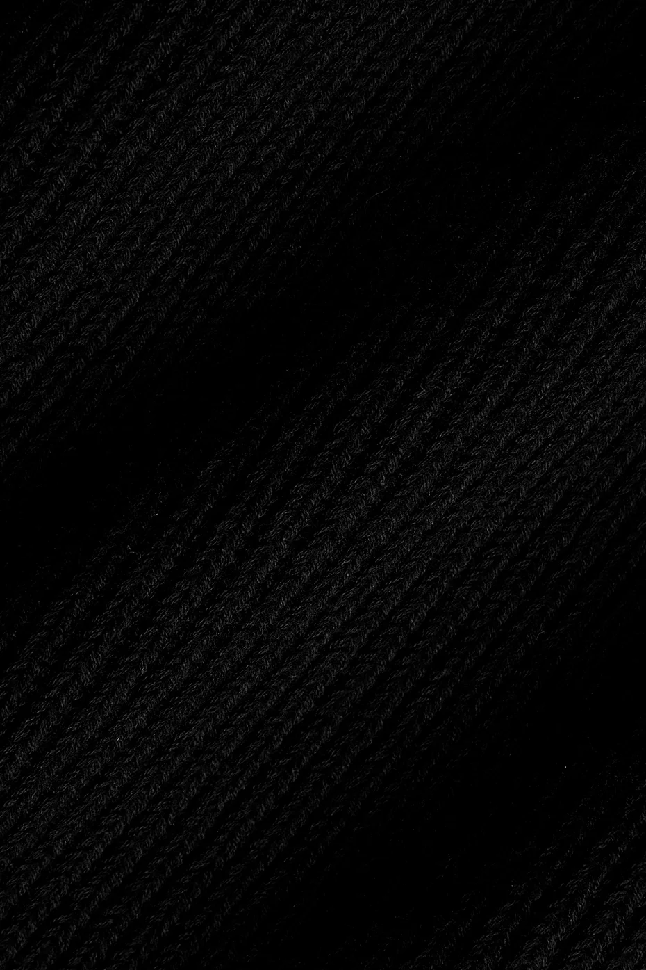 Domain Rib Knit Full Zip Sweater - Black