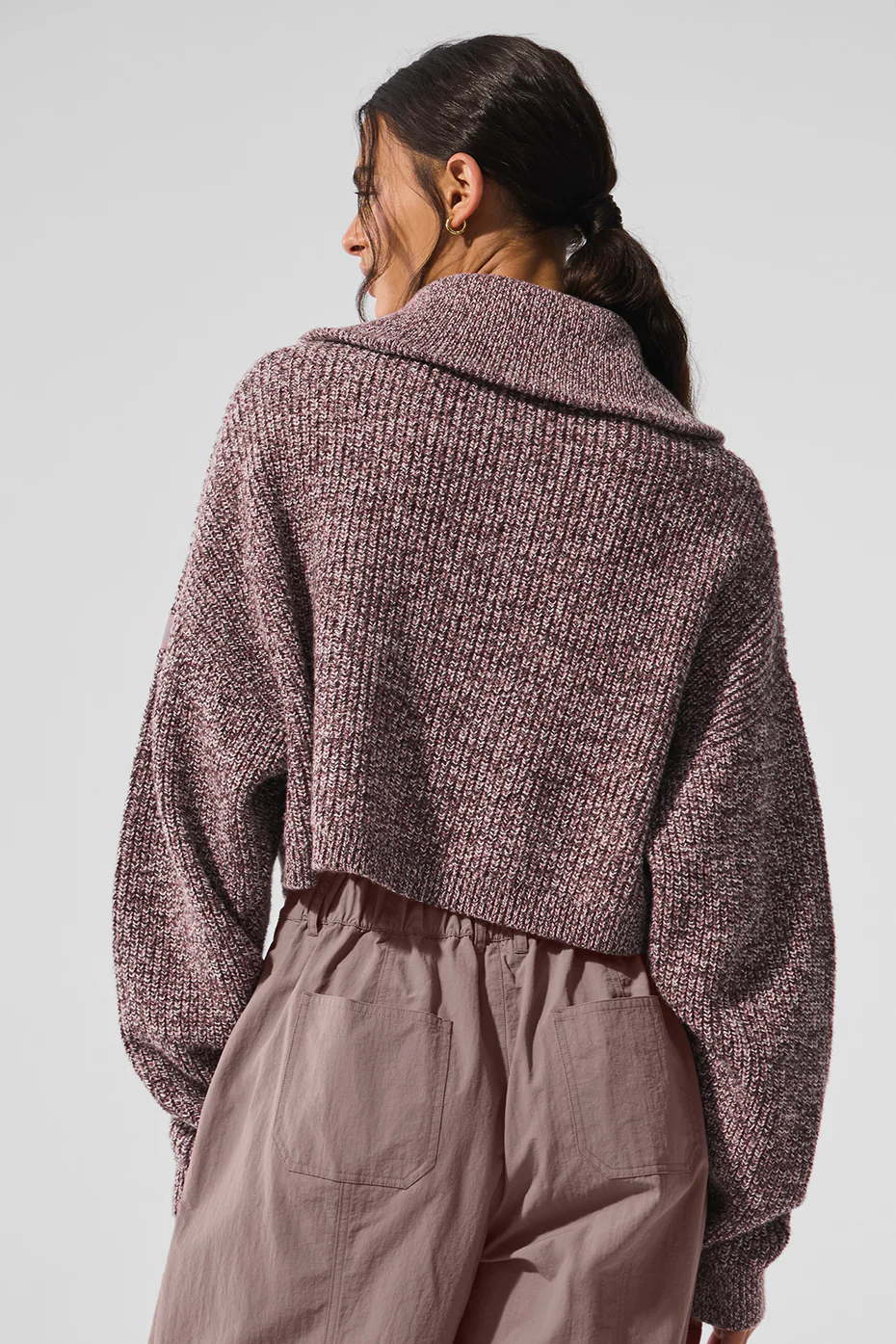 Marl Sweater 1/4 Zip Pullover - Mushroom Marl