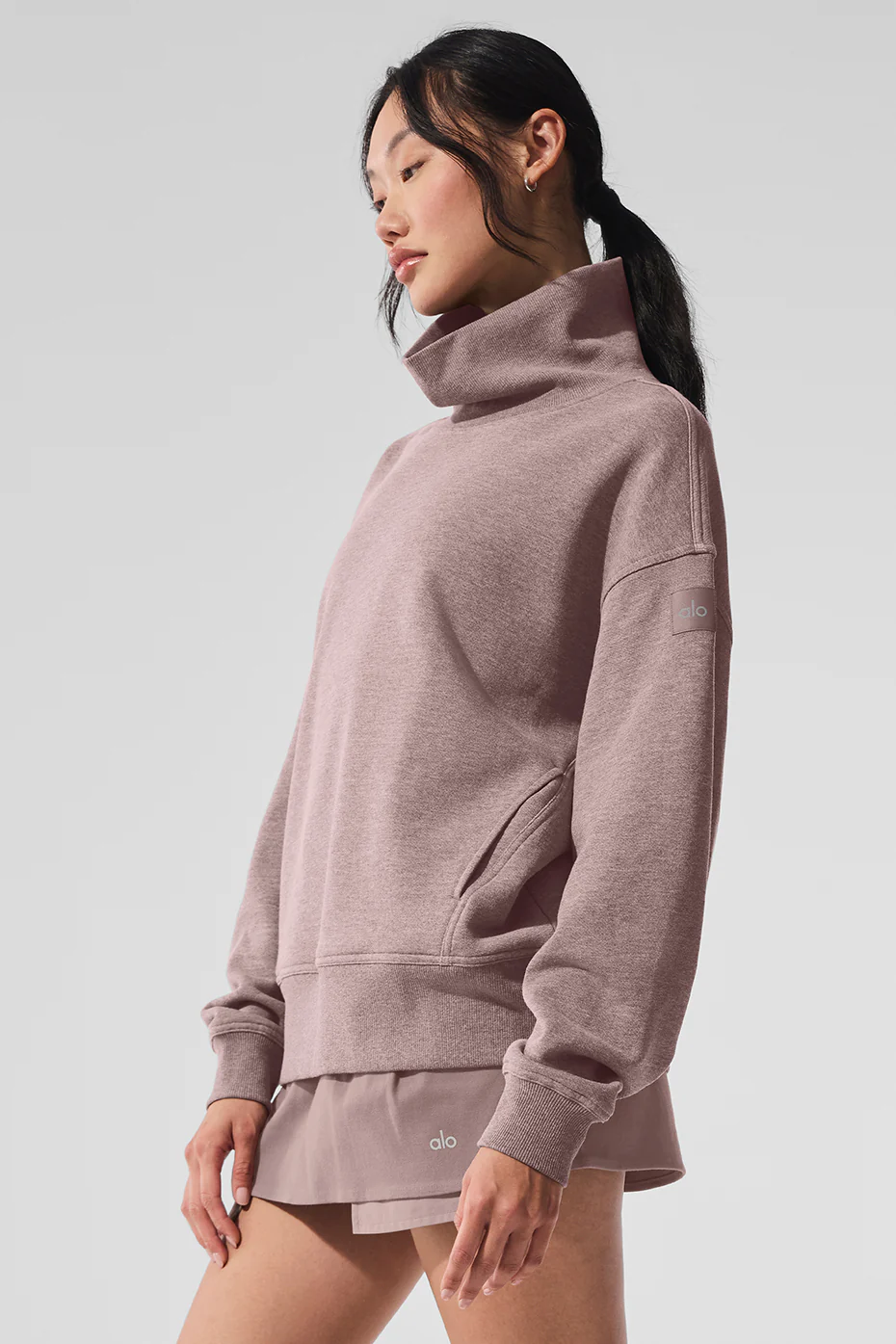 Hazy Mock Neck Pullover - Mushroom Heather