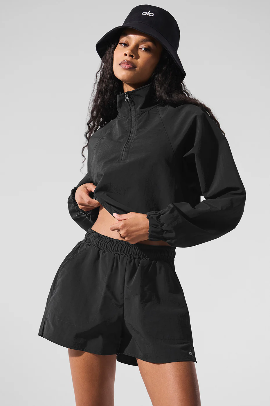 Cropped 1/4 Zip Alumni Pullover - Black