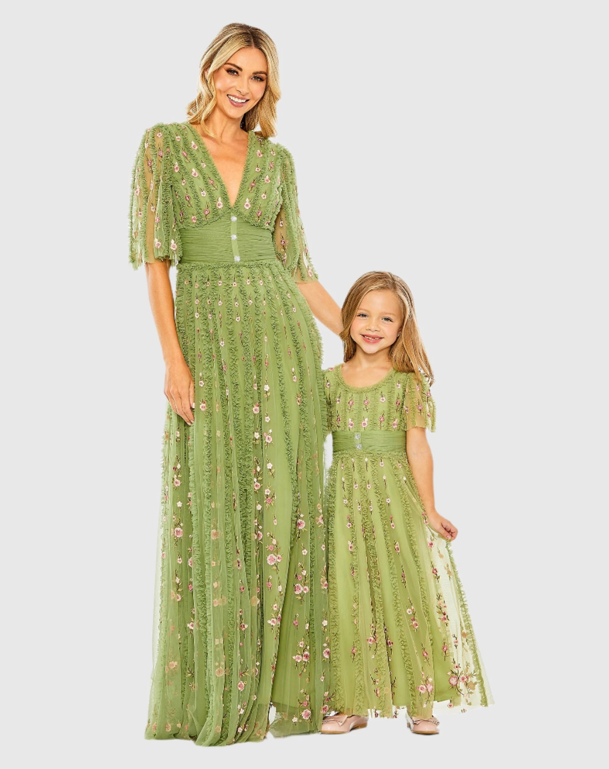 Girls Ruffle Flutter Sleeve Floral Mini Dress