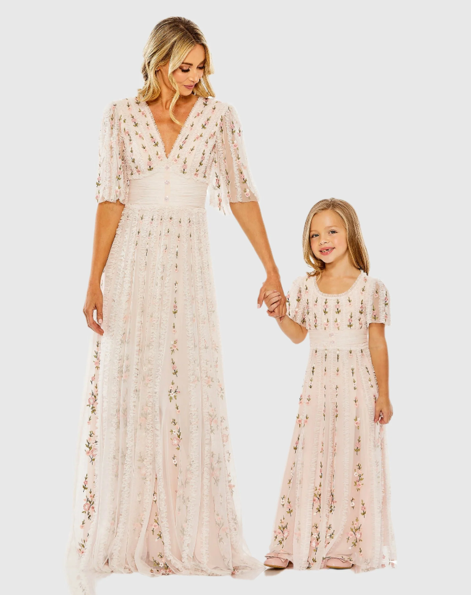 Girls Ruffle Flutter Sleeve Floral Mini Dress