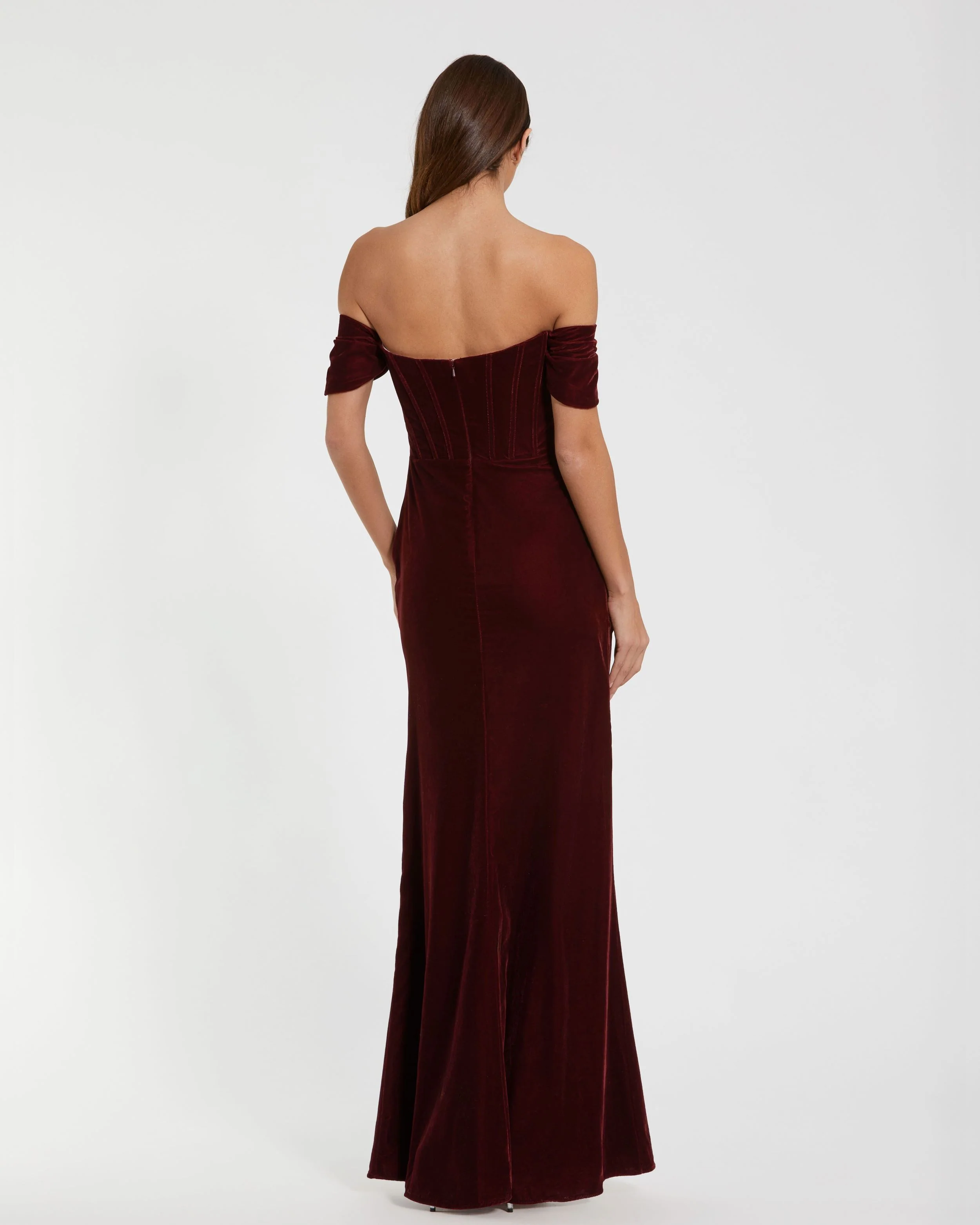 Off-the-Shoulder Velvet Bustier Gown