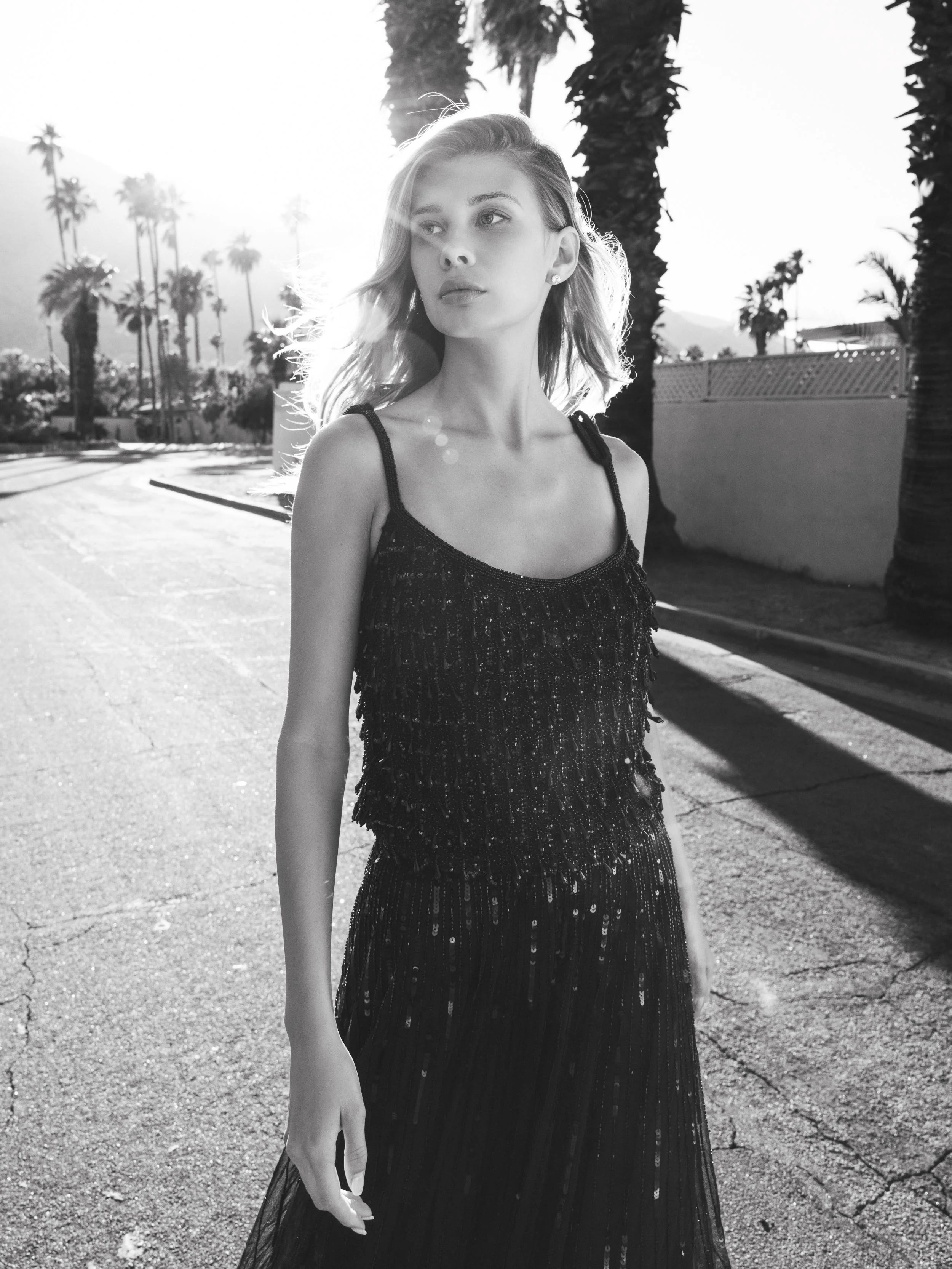 Long Sequin Embellished Chiffon Evening Skirt - FINAL SALE