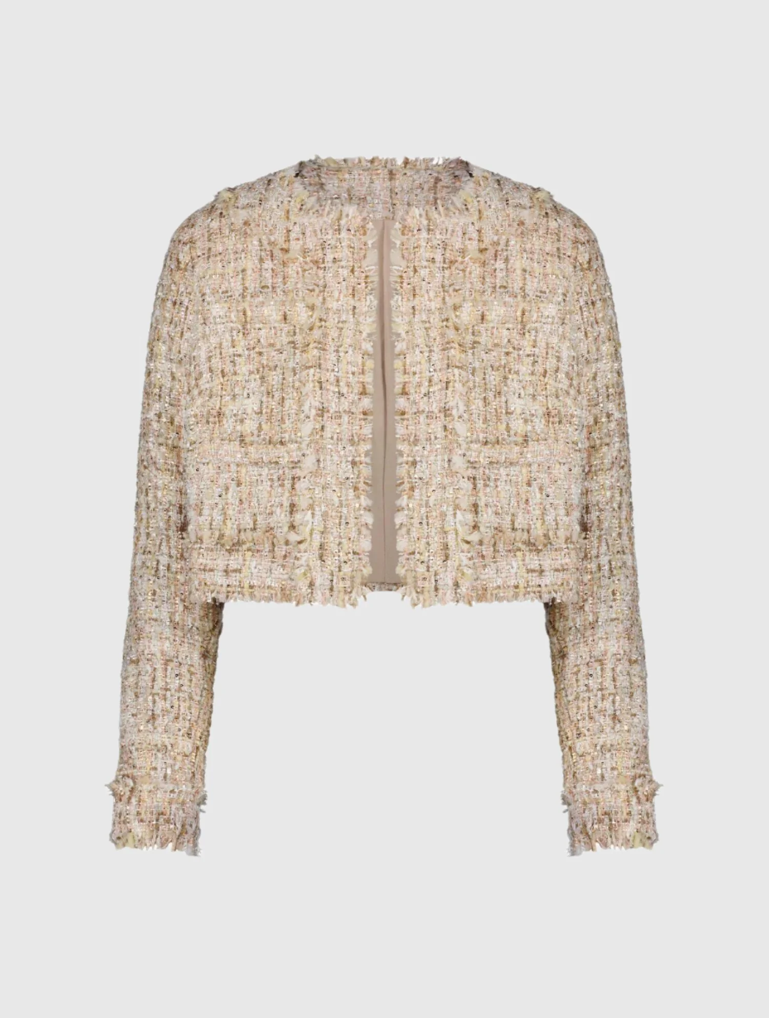 Long Sleeve Cropped Boucle Jacket