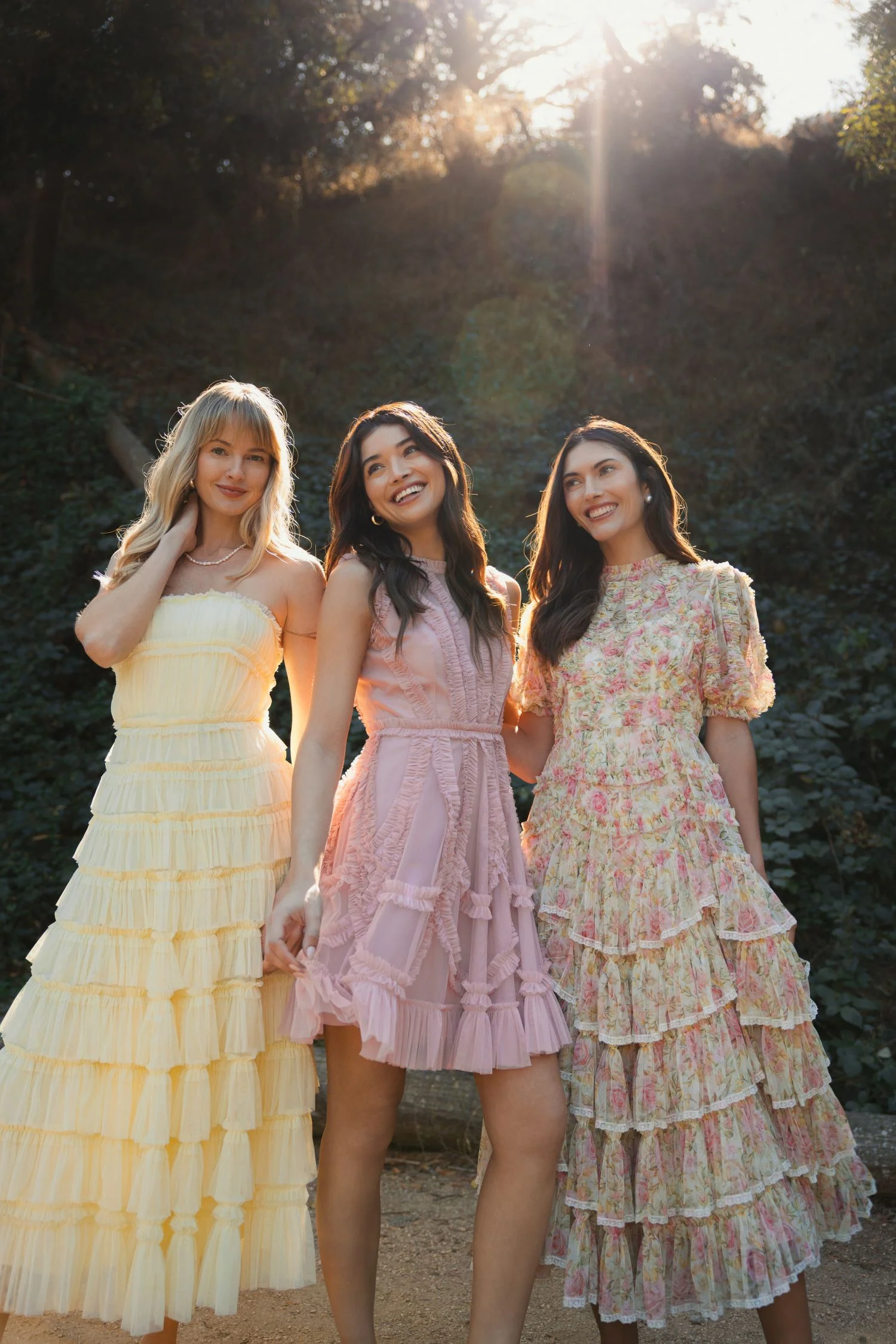 Beige Lace Trim Printed Mesh High Neck Midi Dress