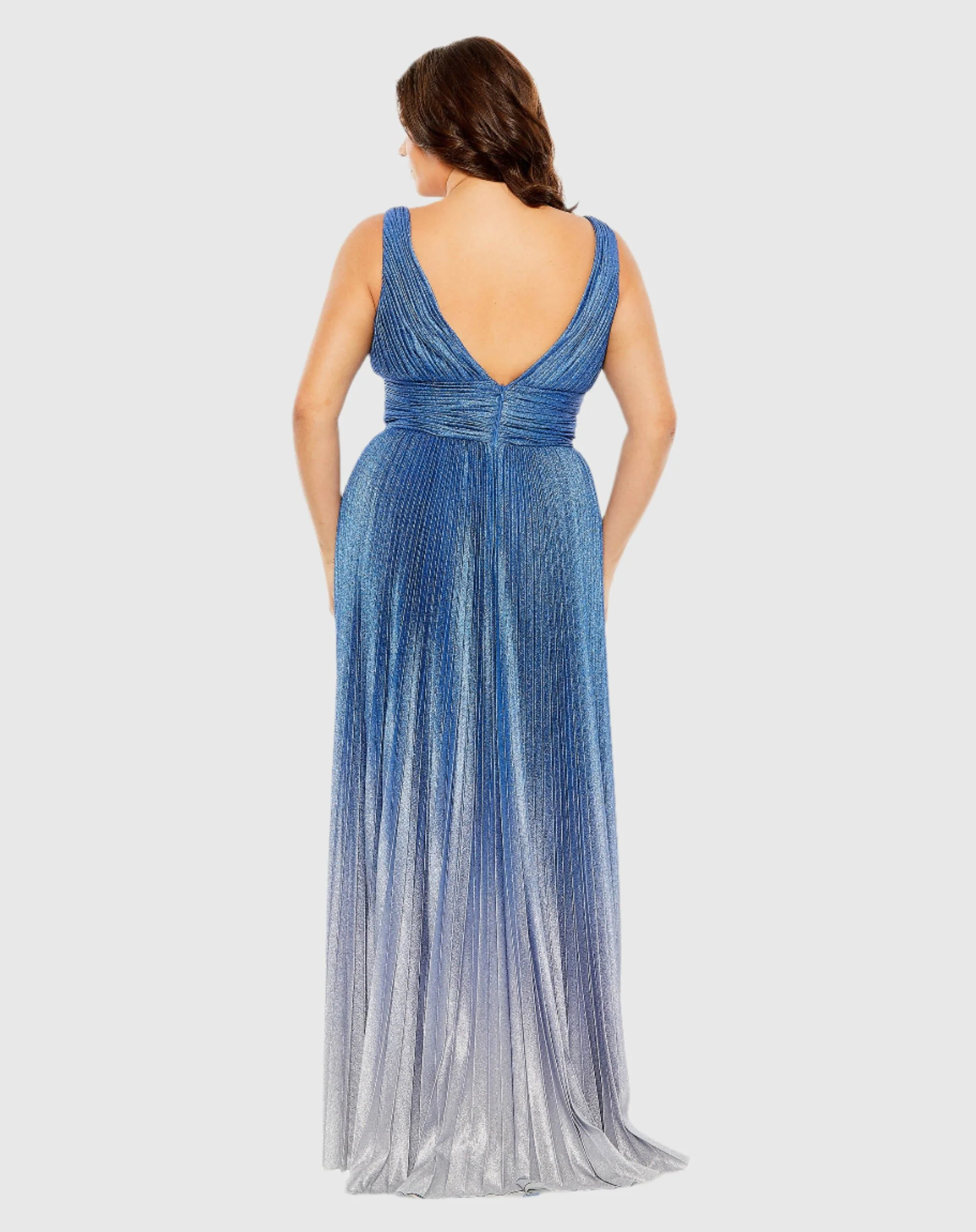 V-Neck Ombre Pleated Gown