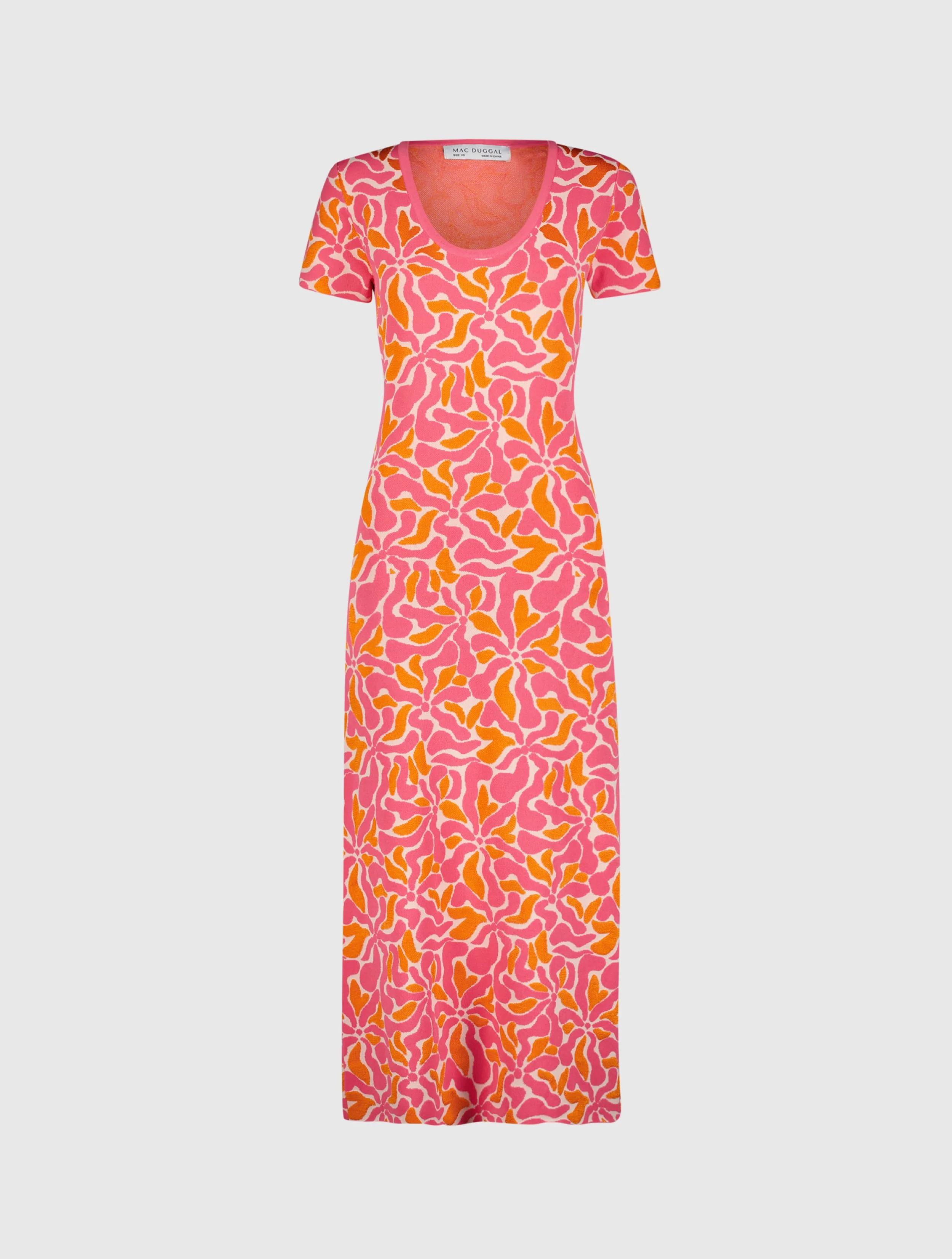 Short Sleeve Scoop Neck Floral Knit Maxi Dress - FINAL SALE