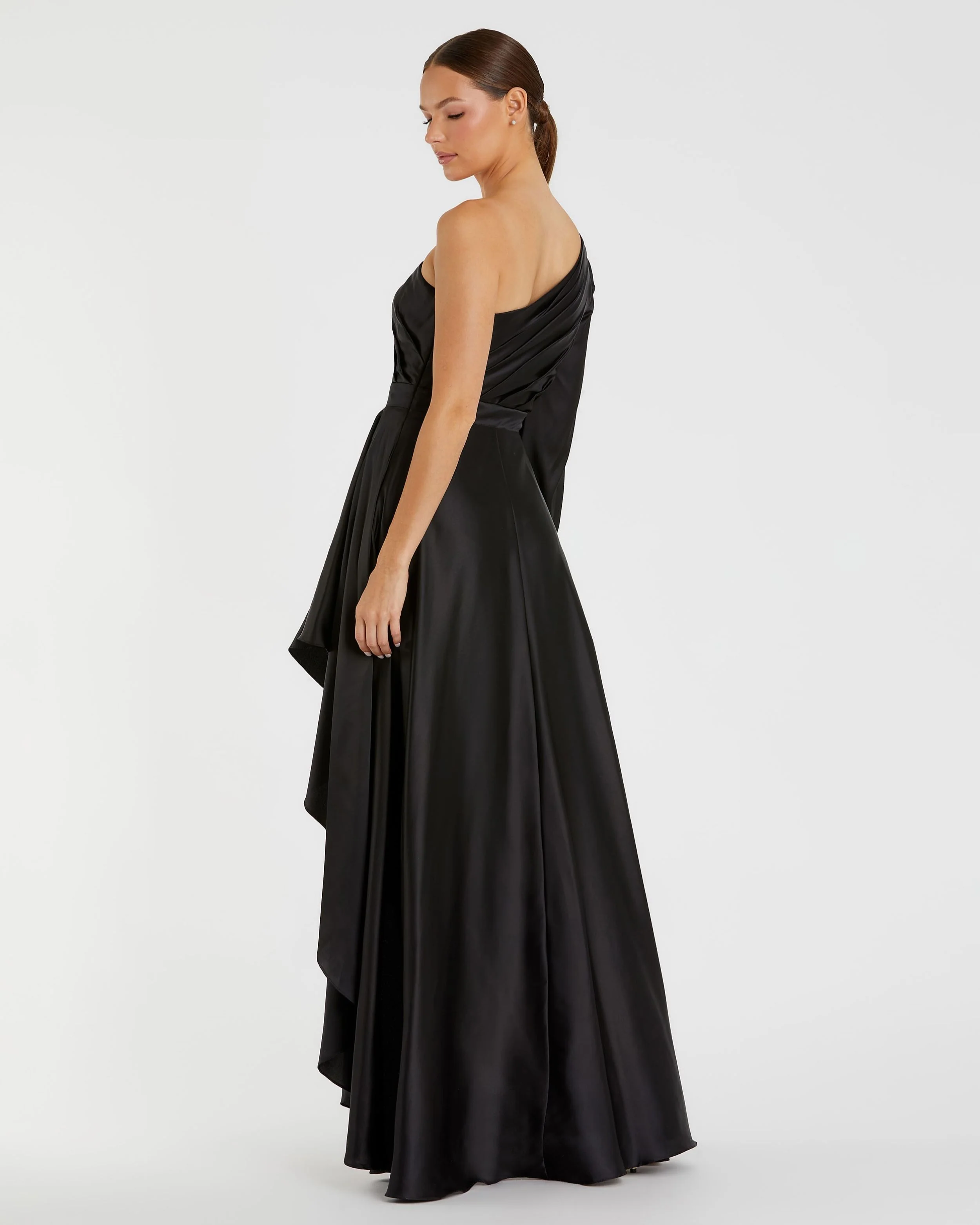 Black High Low One Shoulder Flowy Gown
