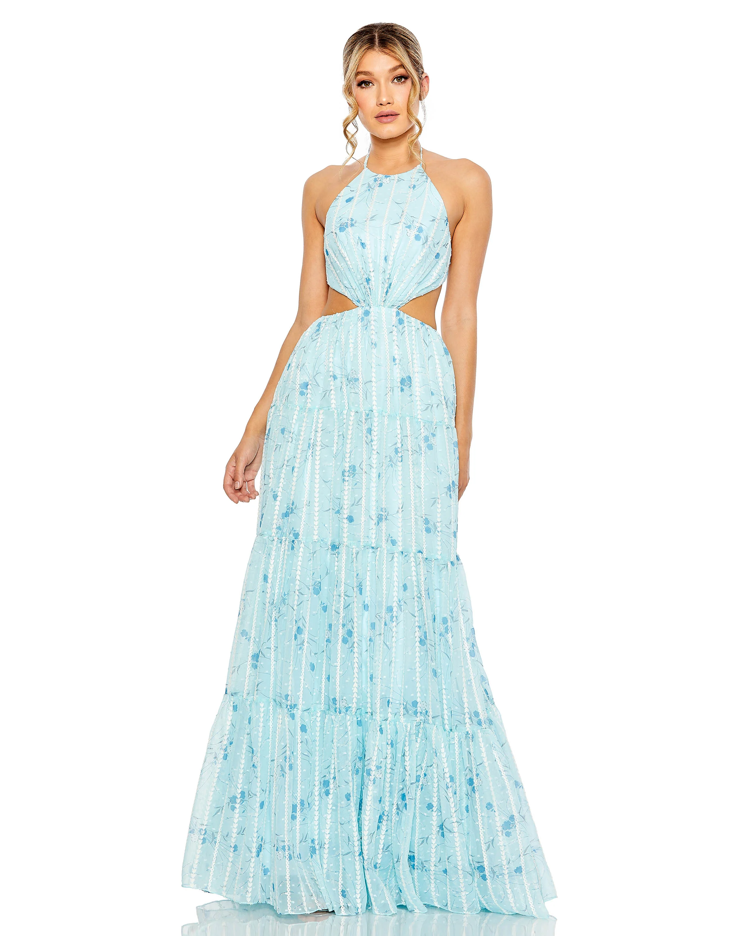 Halter Neck Cut Out Floral Gown | Sample | Sz. 2