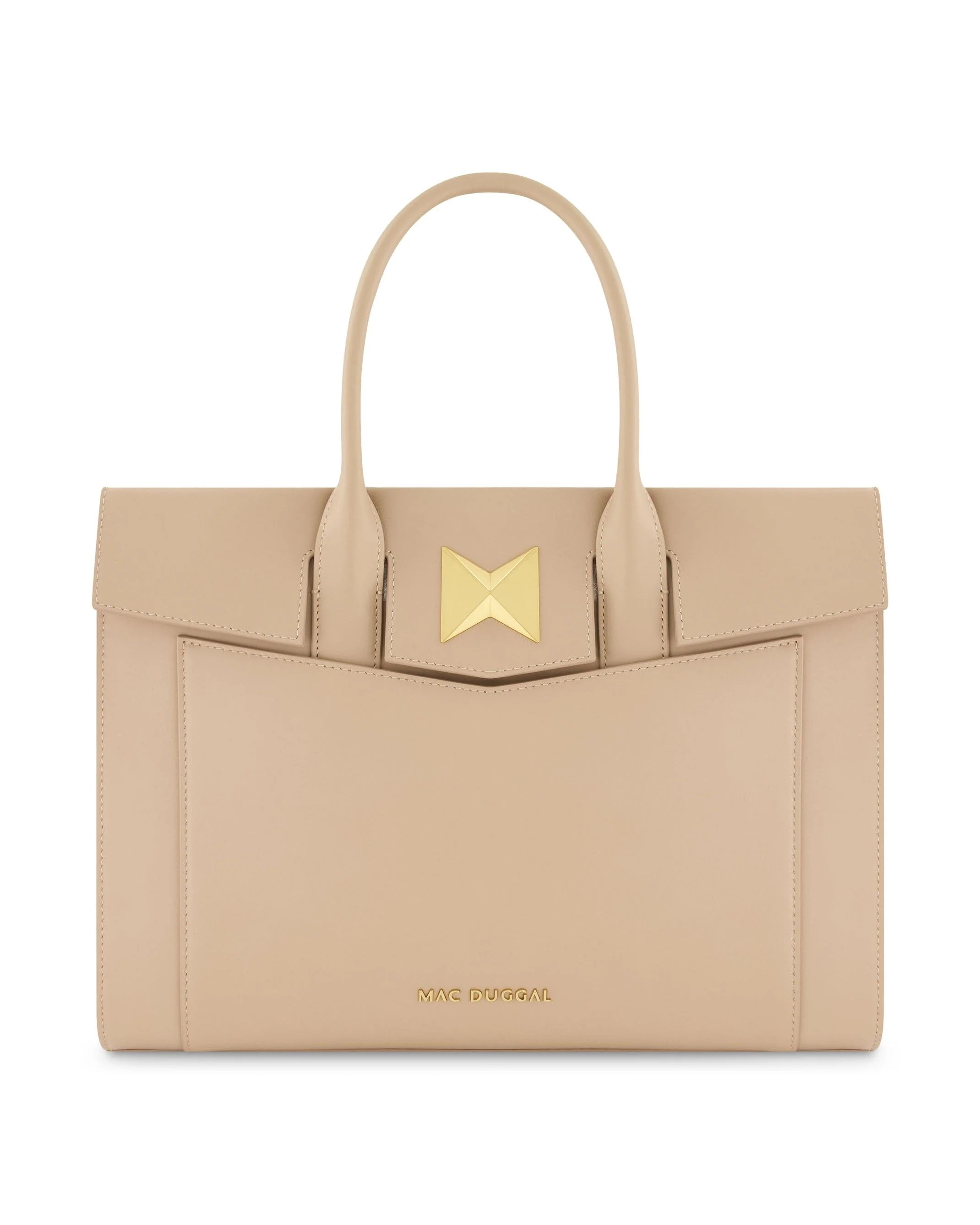 Large Leather Briefcase Bag With Gold Hardware