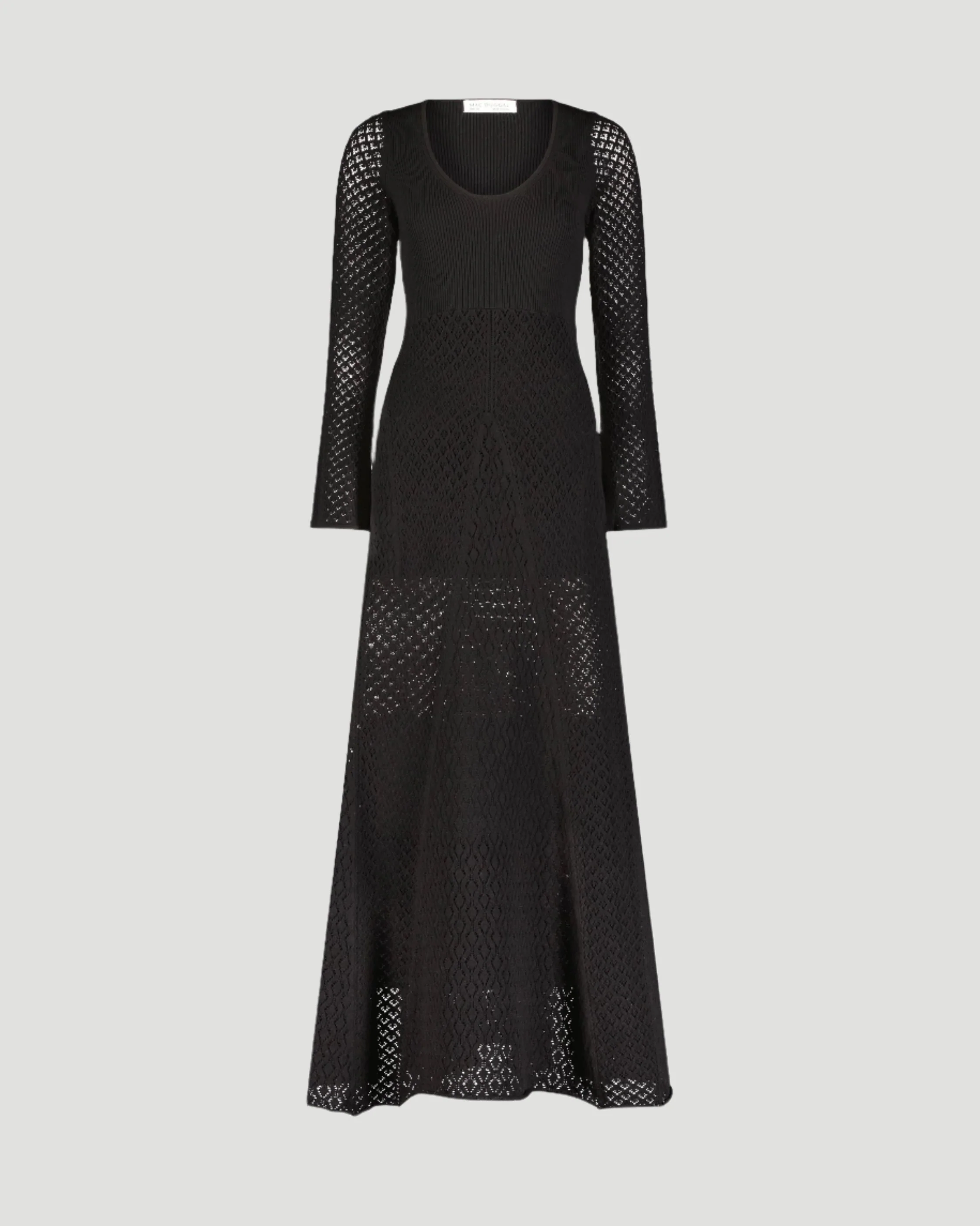Black Scoop Neck Long Sleeve Knit Maxi Dress