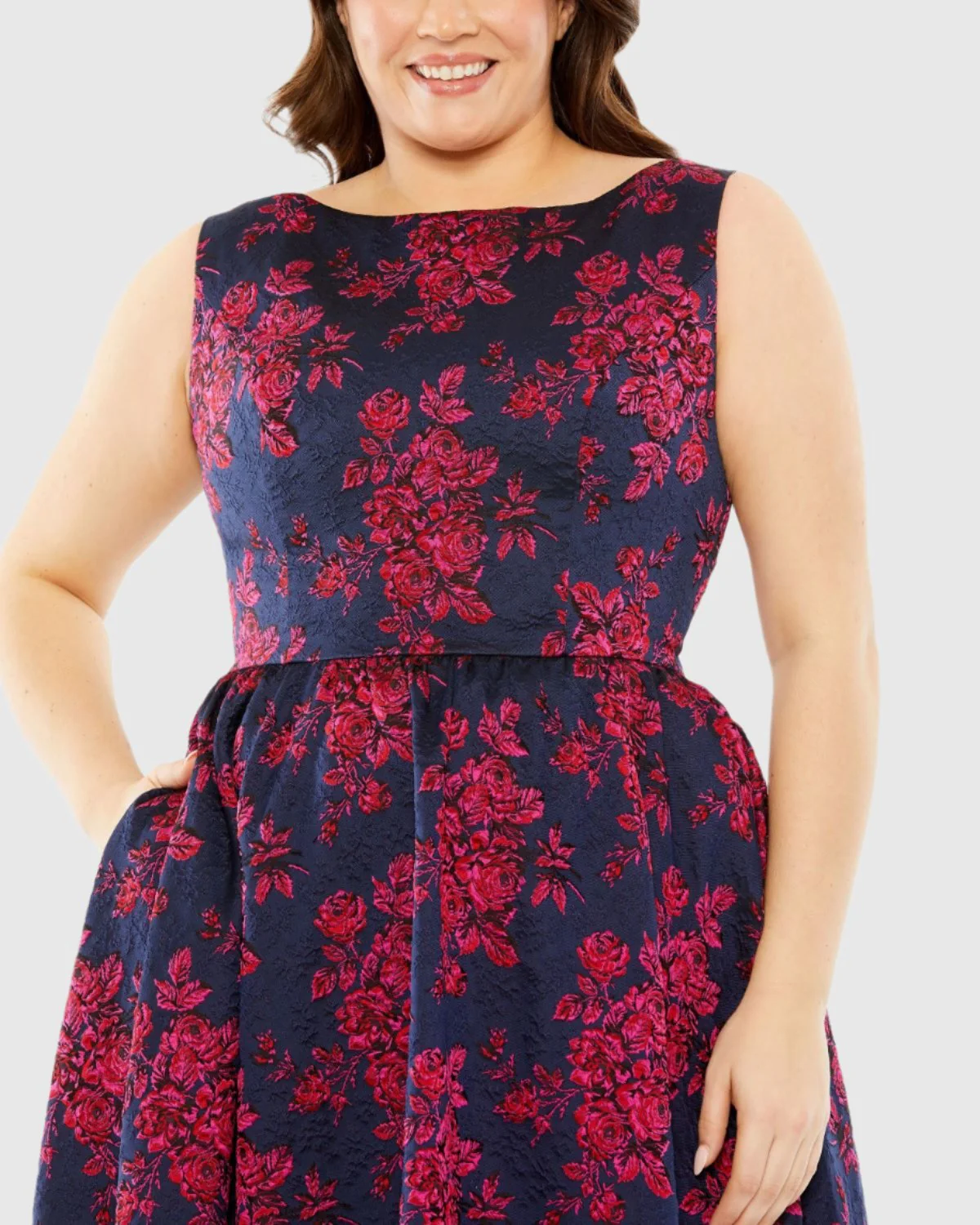 Sleeveless Floral Embroidered Dress