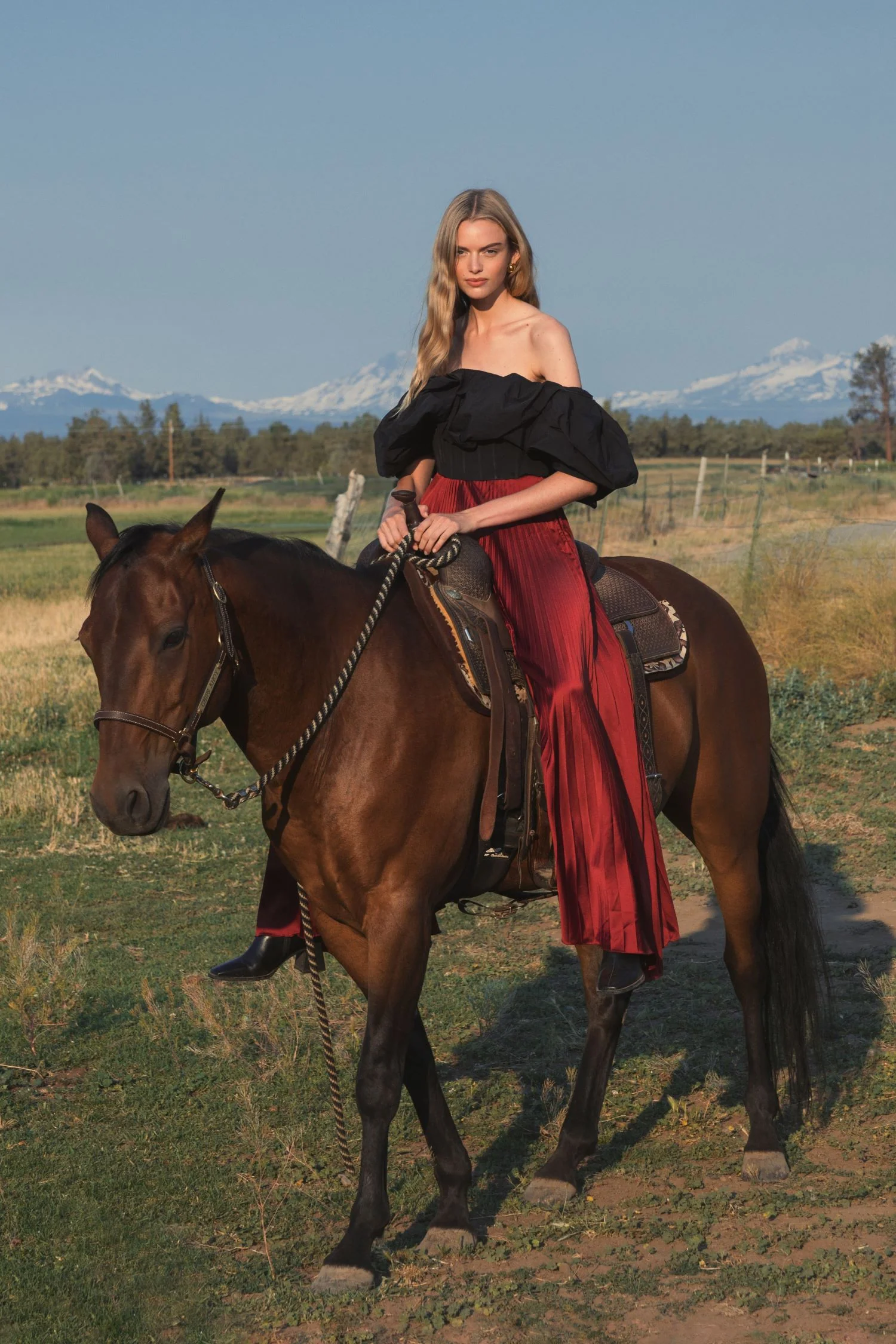 Pleated Charmeuse Wide Leg Pants