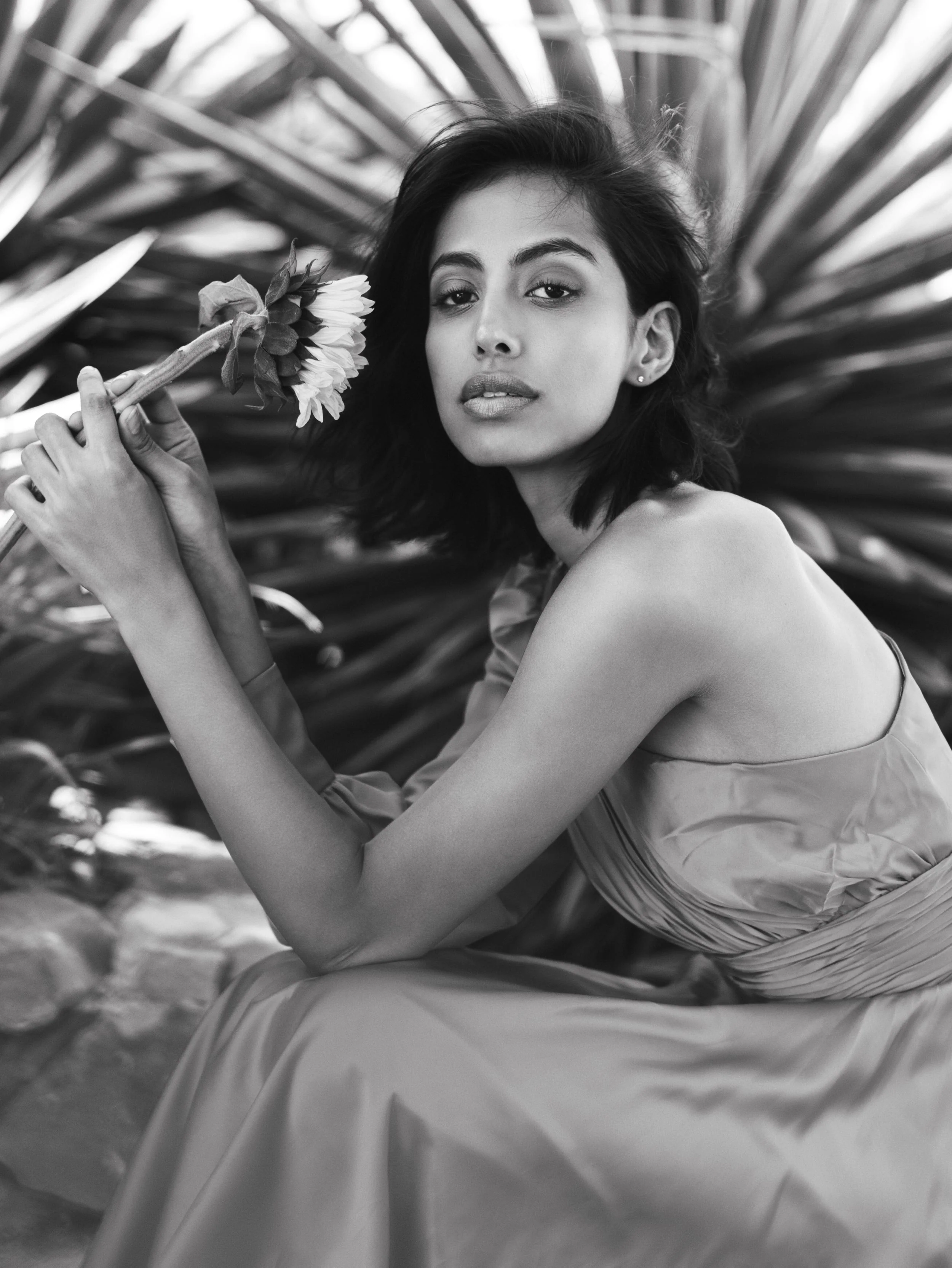 Orange One Shoulder Bishop Sleeve Flowy Gown