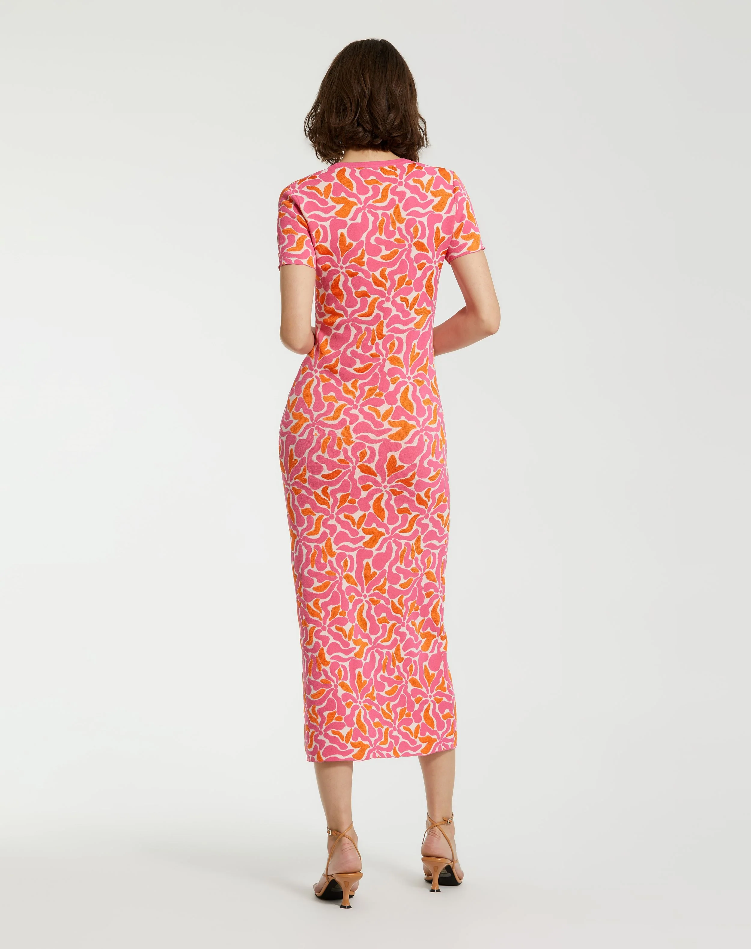 Short Sleeve Scoop Neck Floral Knit Maxi Dress - FINAL SALE