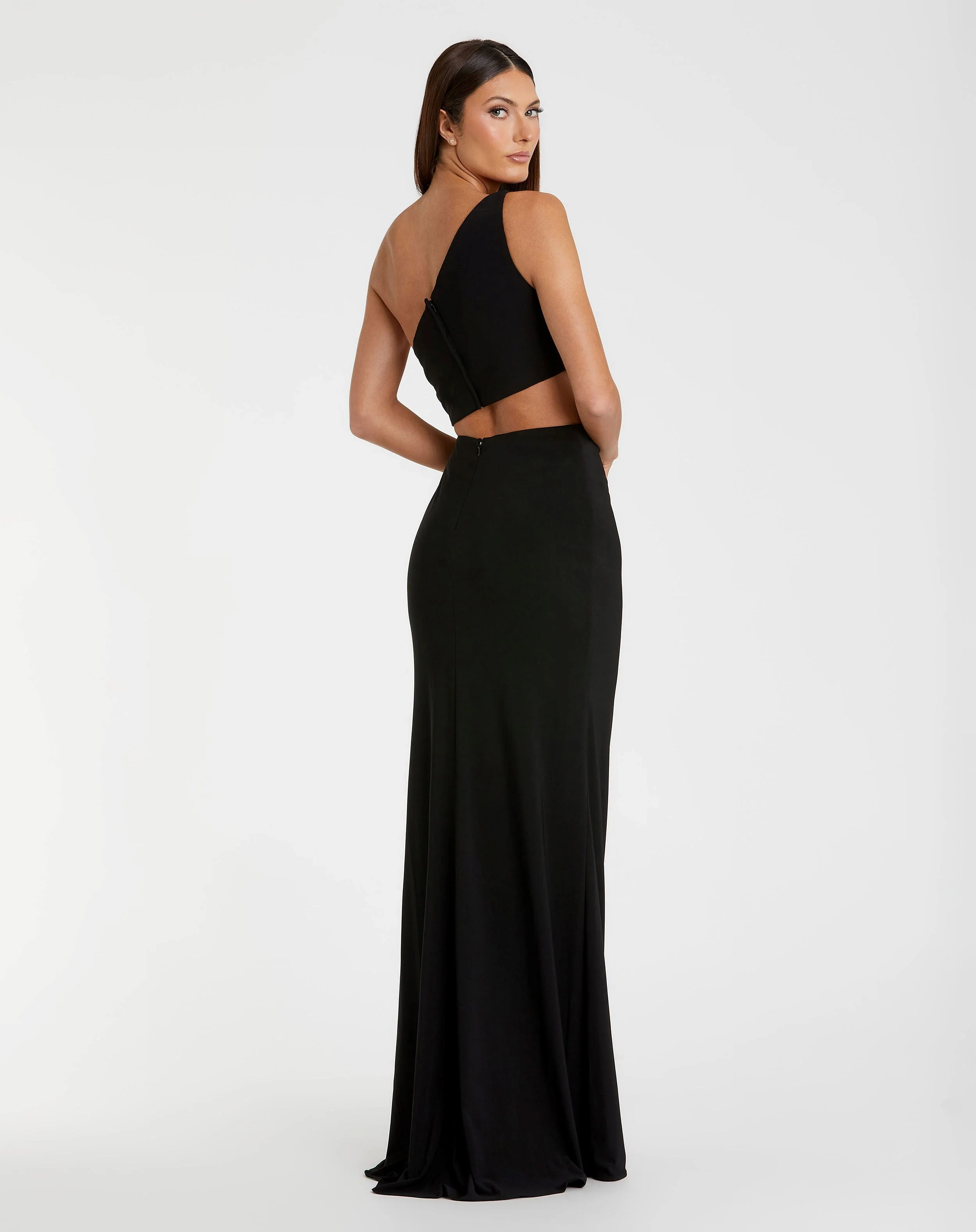 One Shoulder Ruched Cut Out Jersey Gown - FINAL SALE