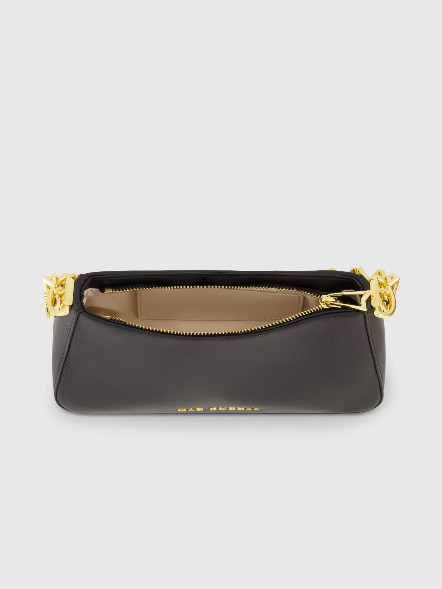 Gold Strap Small Black Nappa Leather Shoulder Bag - FINAL SALE