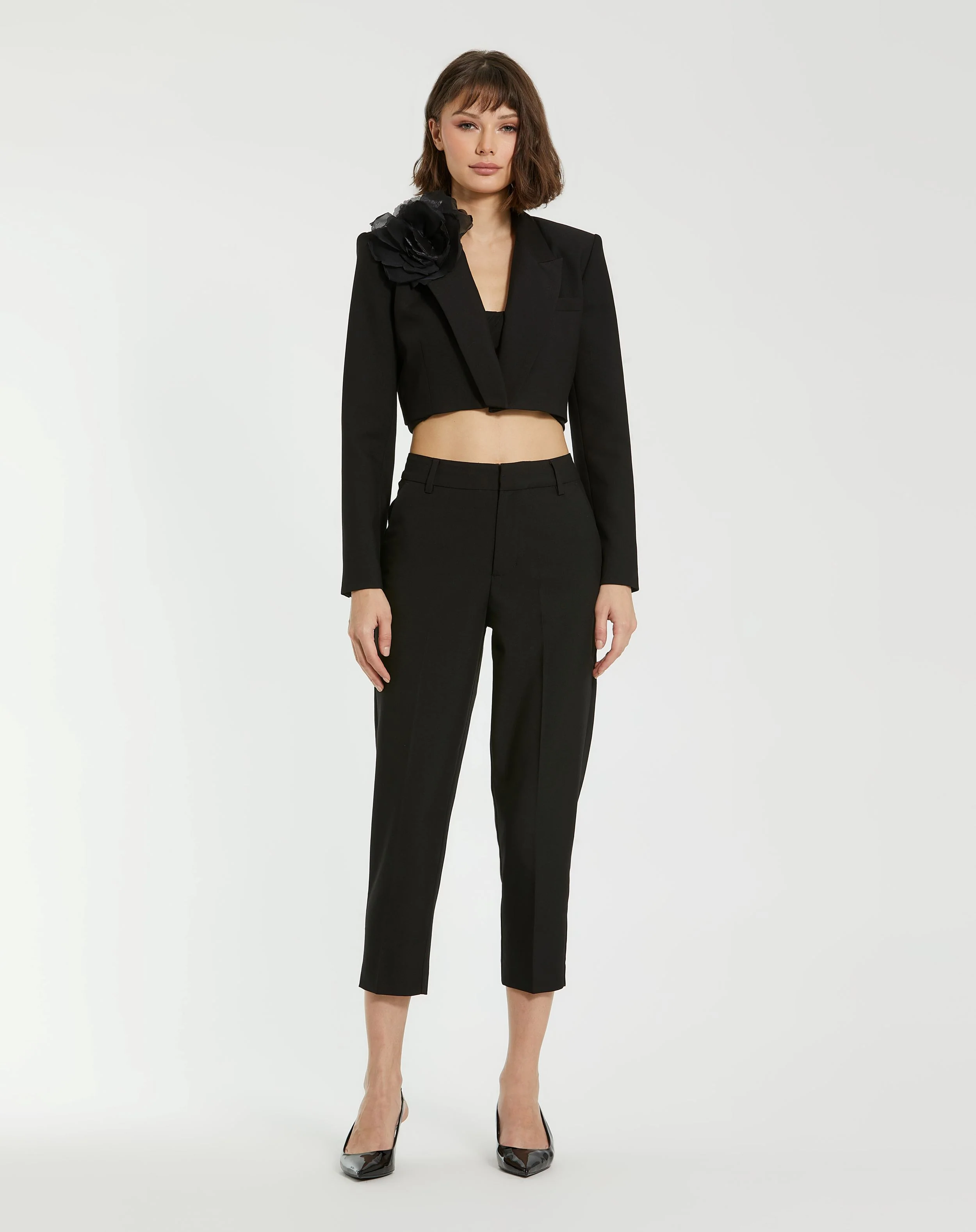 Black Classic Crepe Fitted Capri Trouser - FINAL SALE