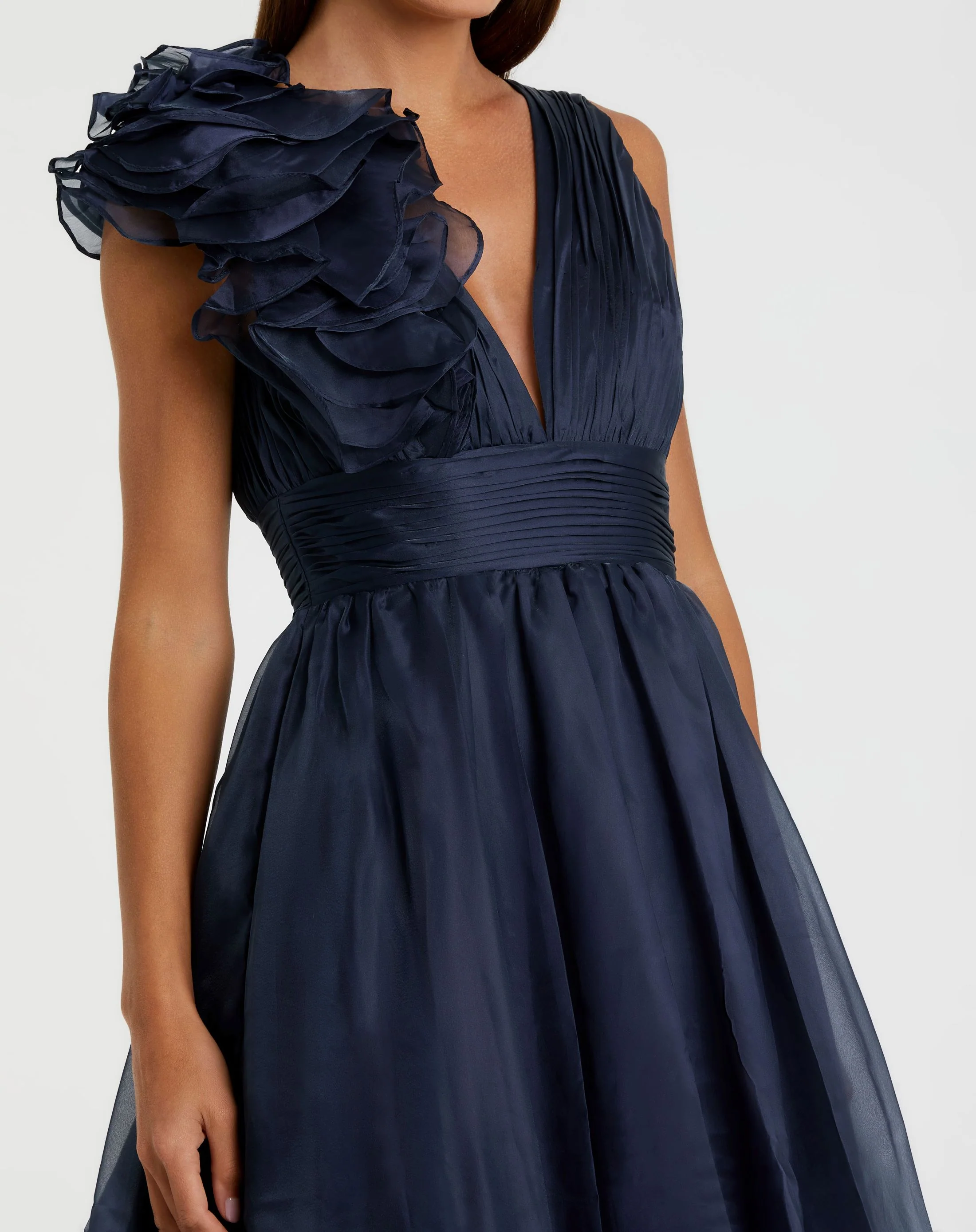 Blue Sleeveless Chiffon A-Line Tea Length Cocktail Dress