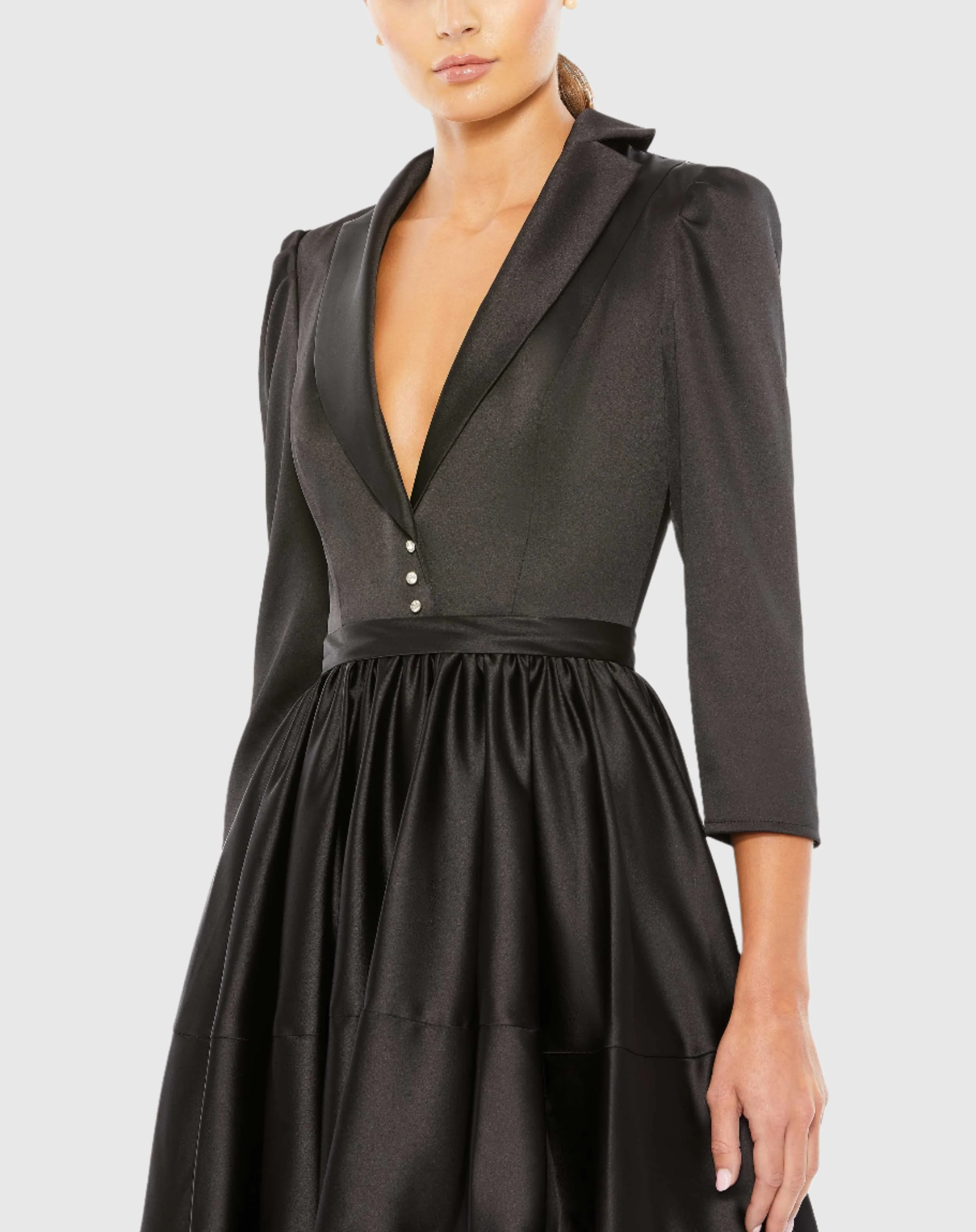 Satin Lapel A-Line Blazer Mini Dress - FINAL SALE