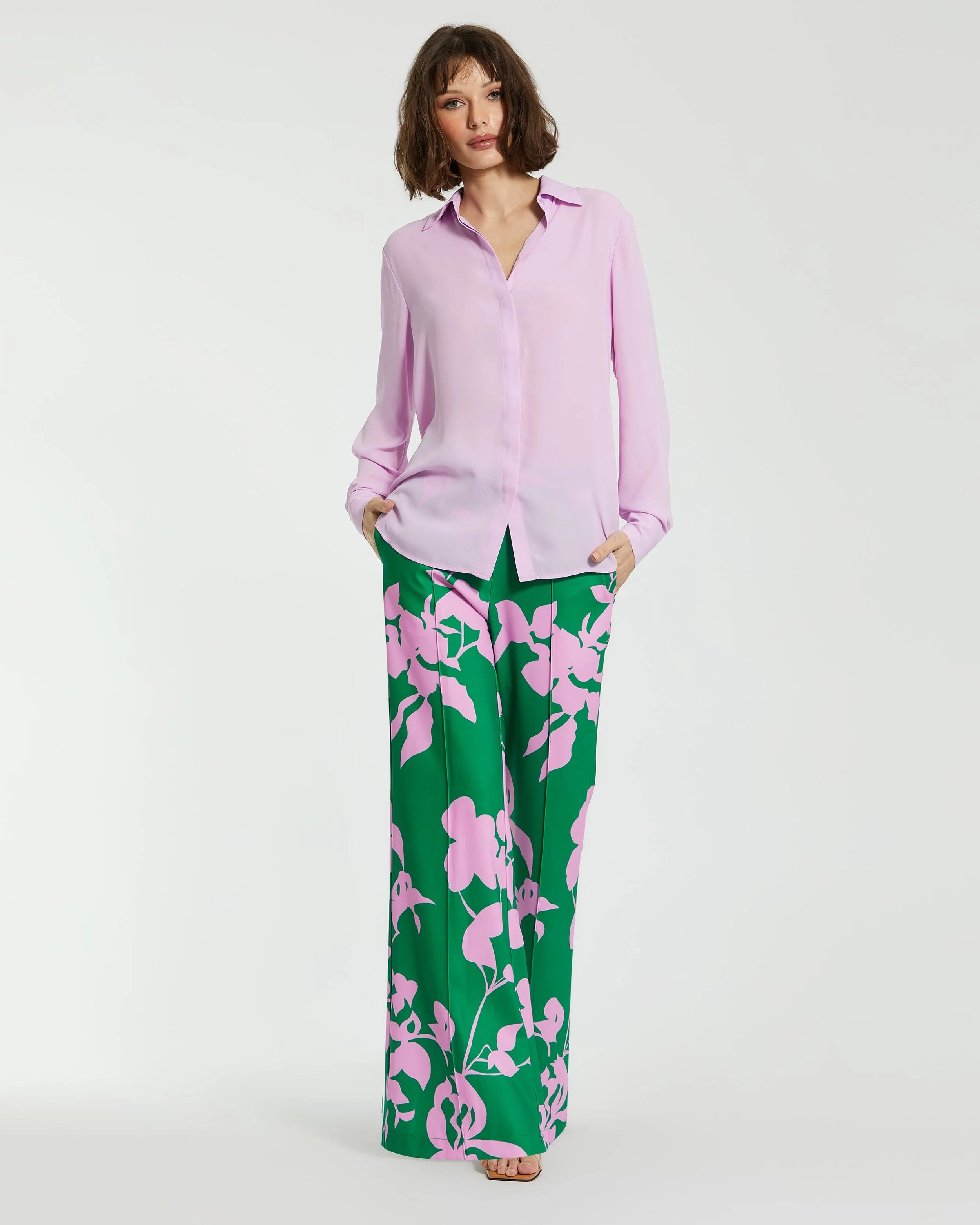 The Bentley Long Sleeve Button Up Georgette Blouse - FINAL SALE