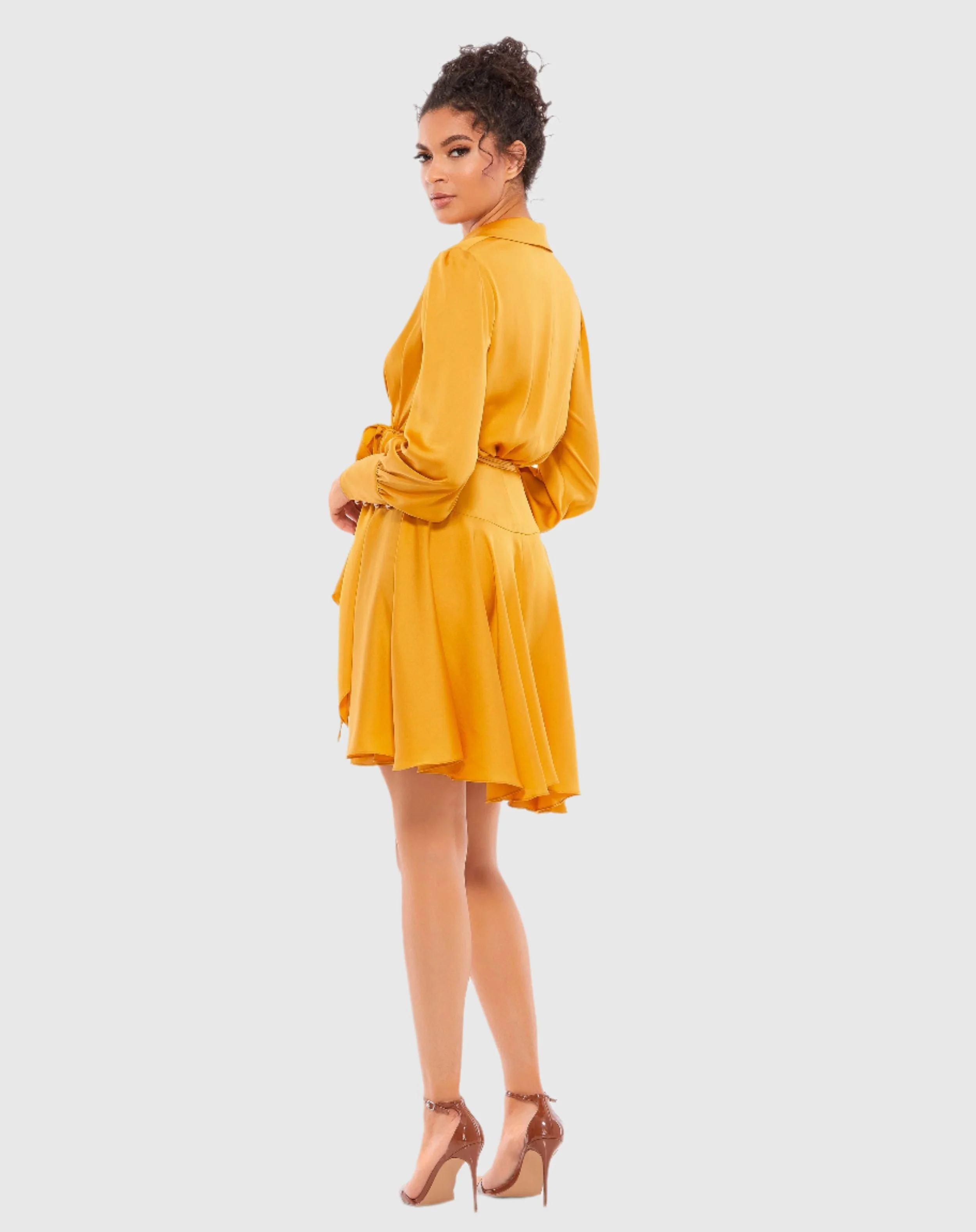 Yellow Short Wrap Dress