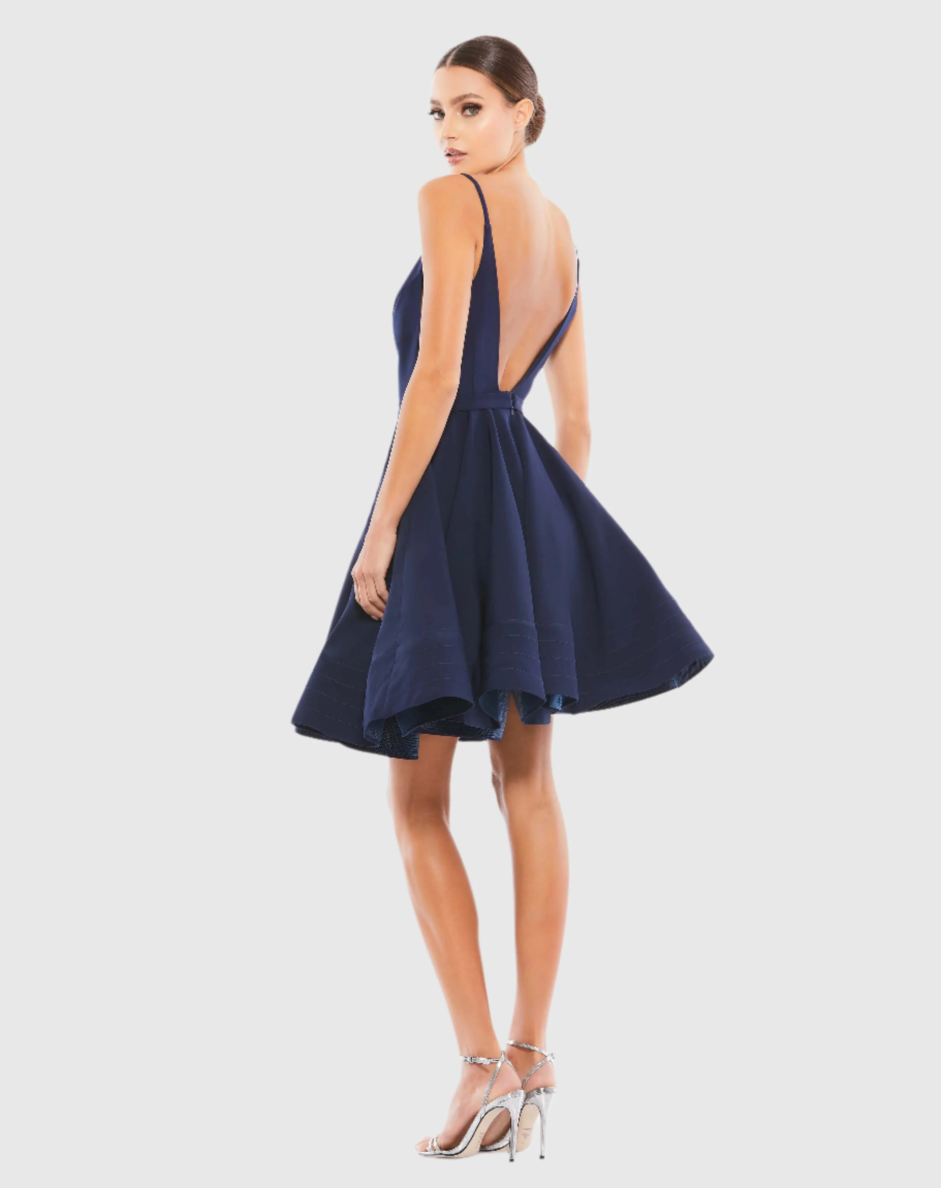 Navy Low Back A-Line Party Dress