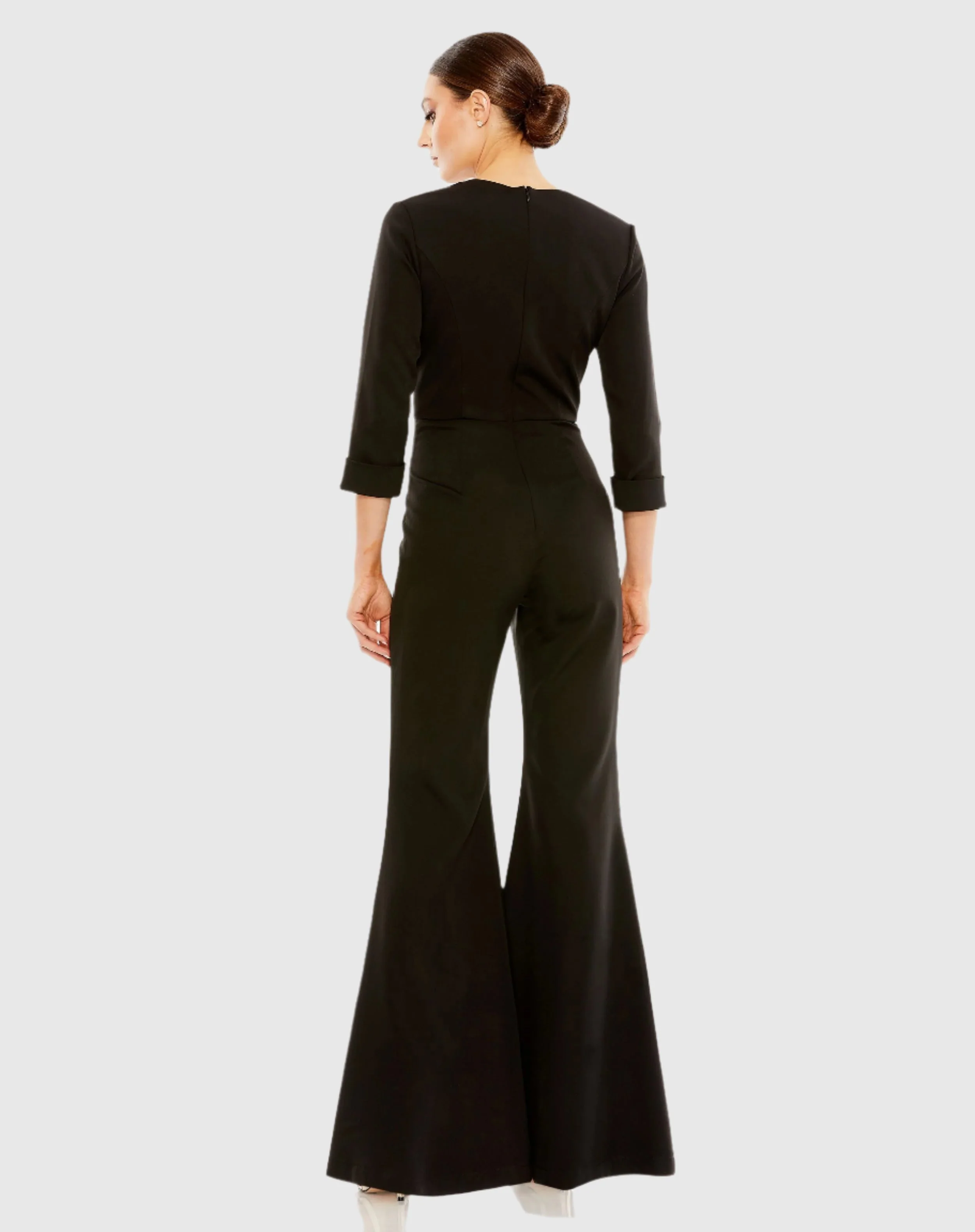 Long Sleeve Bow Detail Wide Leg Jumpsuit